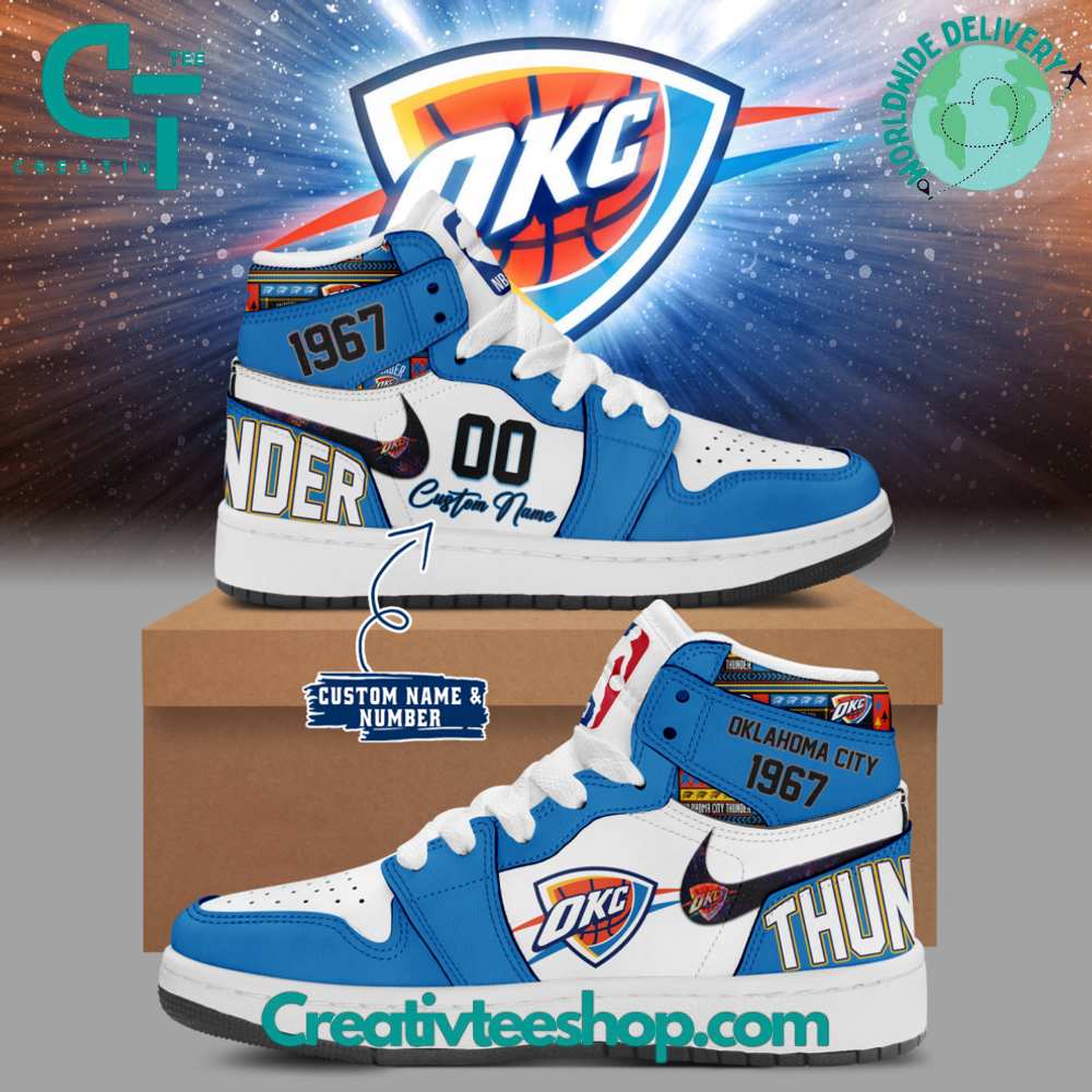 Ideafootwear Oklahoma City Thunder AJ1 High Sneakers Shoes For Men And Women 2
