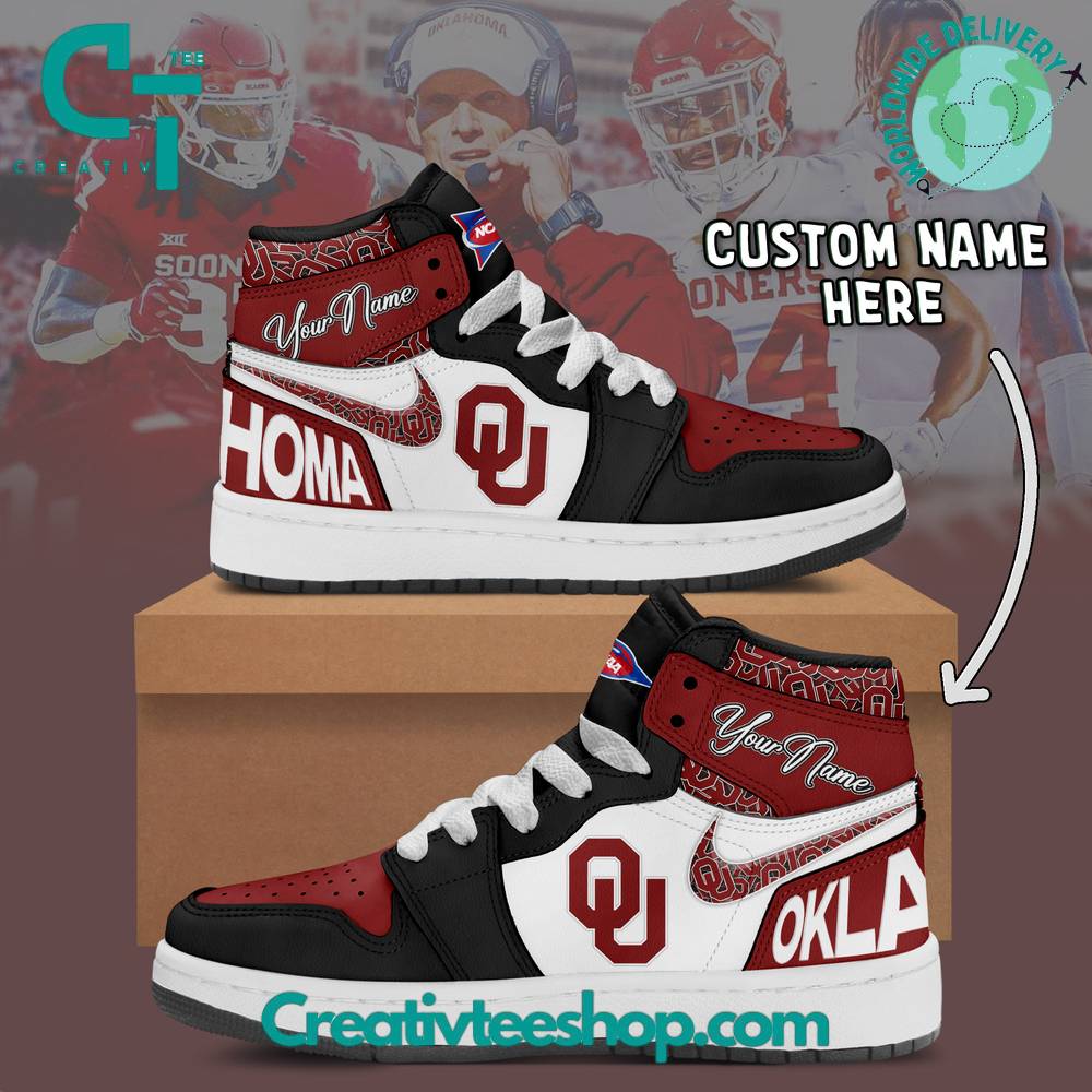 Ideafootwear Oklahoma Sooners AJ1 High Sneakers Shoes For Men And Women 2