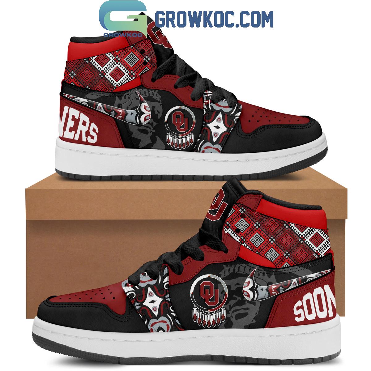 Ideafootwear Oklahoma Sooners AJ1 High Sneakers Shoes For Men And Women 4