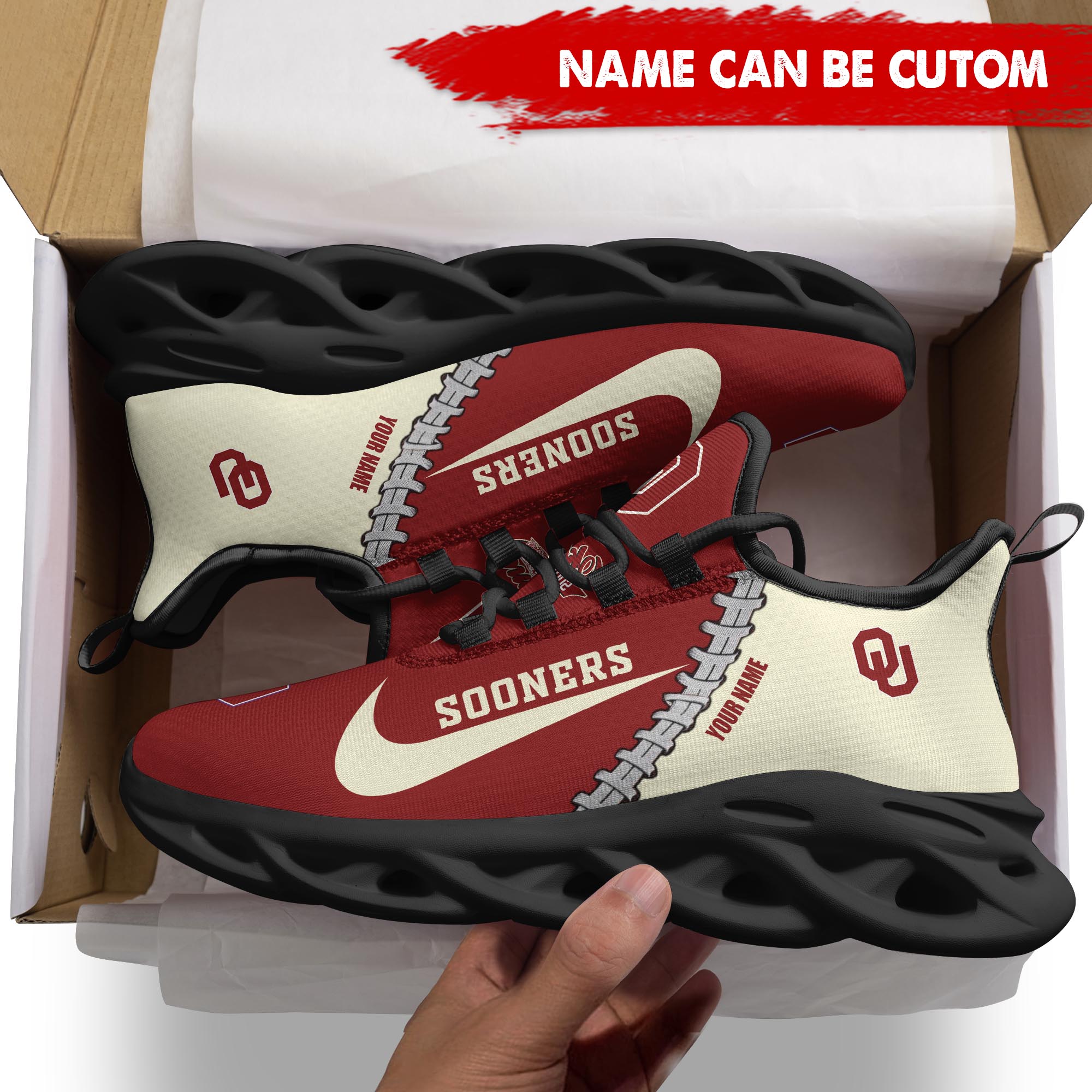 Ideafootwear Oklahoma Sooners Max Soul Shoes Sneakers For Men And Women 2