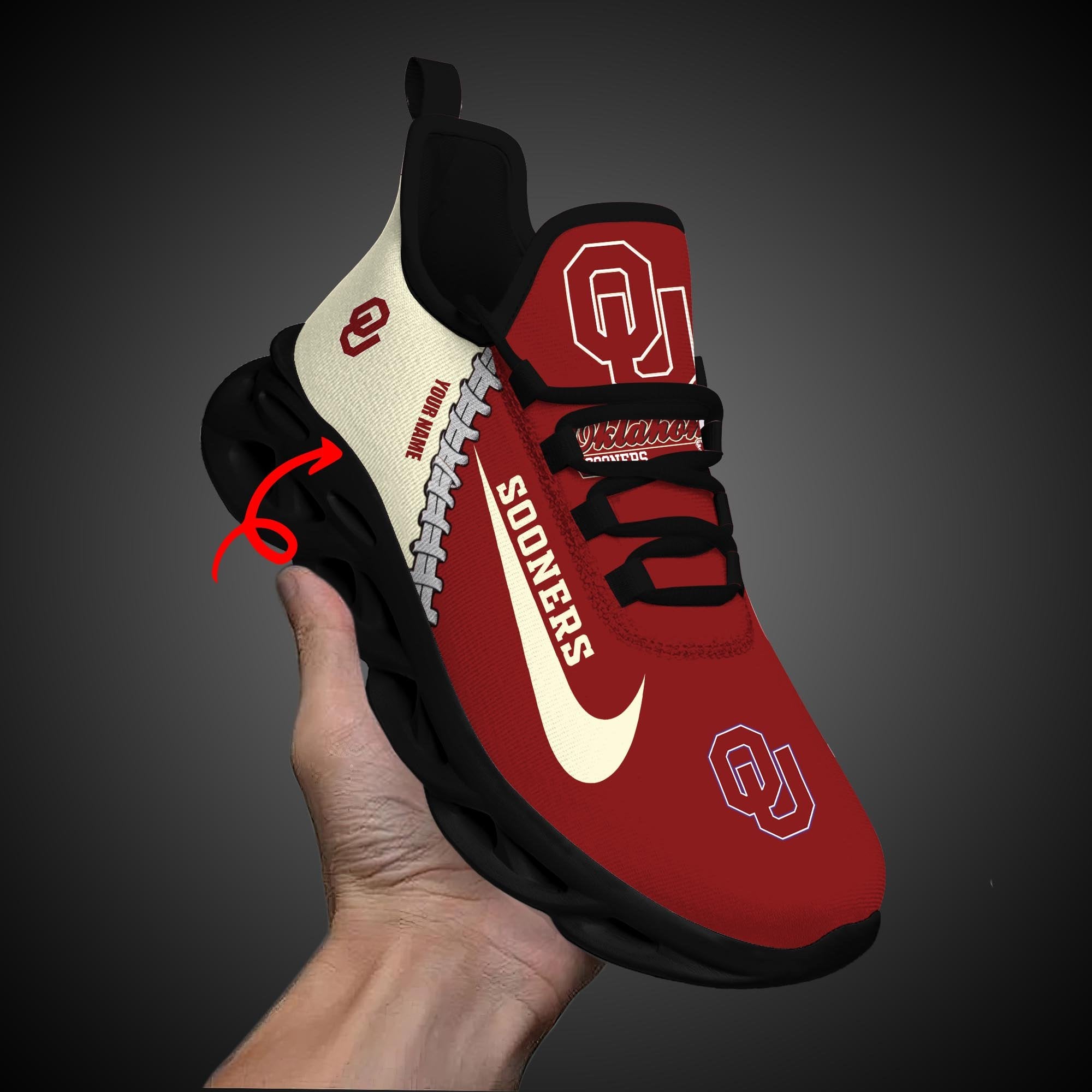 Ideafootwear Oklahoma Sooners Max Soul Shoes Sneakers For Men And Women 2