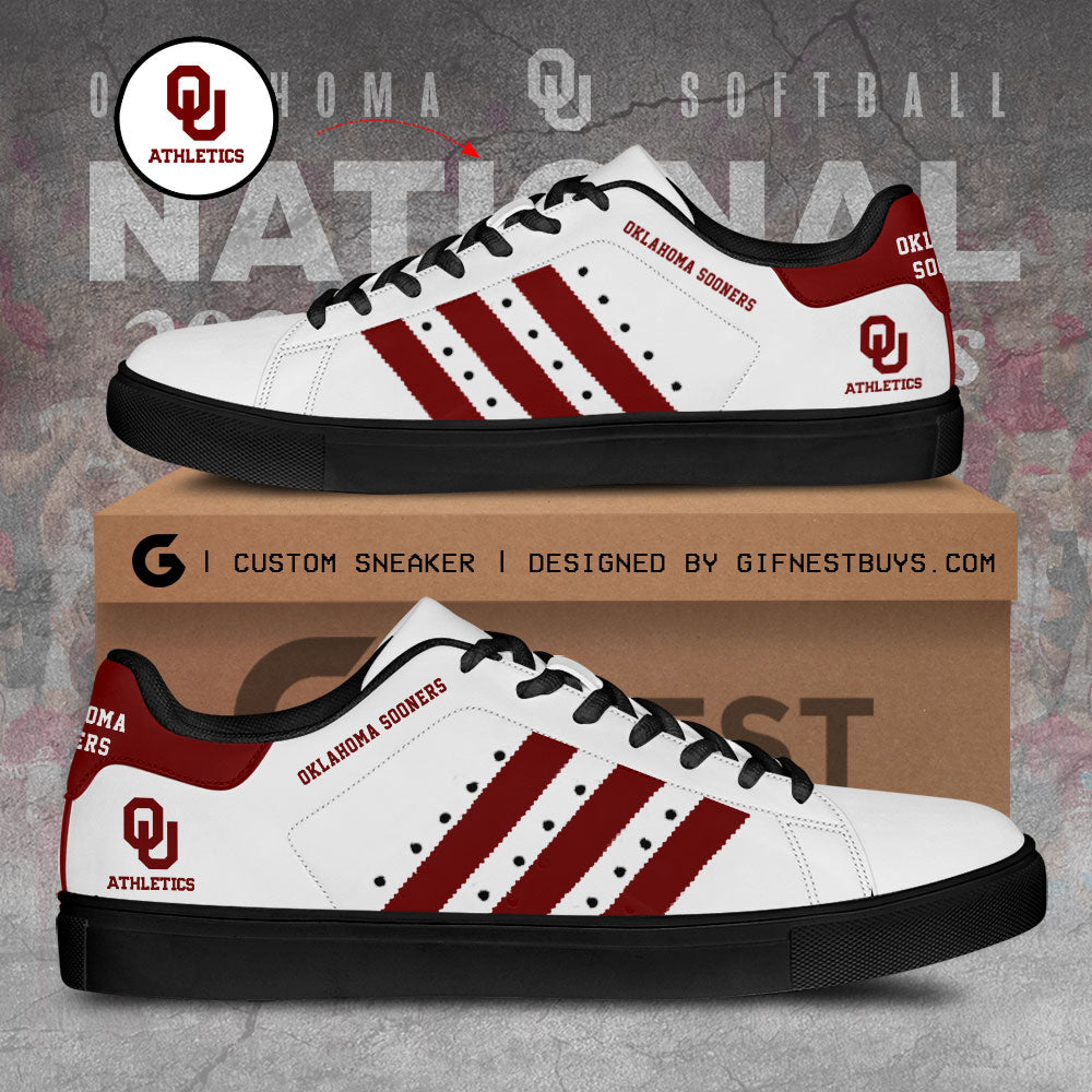 Ideafootwear Oklahoma Sooners Women's Softball Skate Stan Shoes Sneakes For Men And Women 1