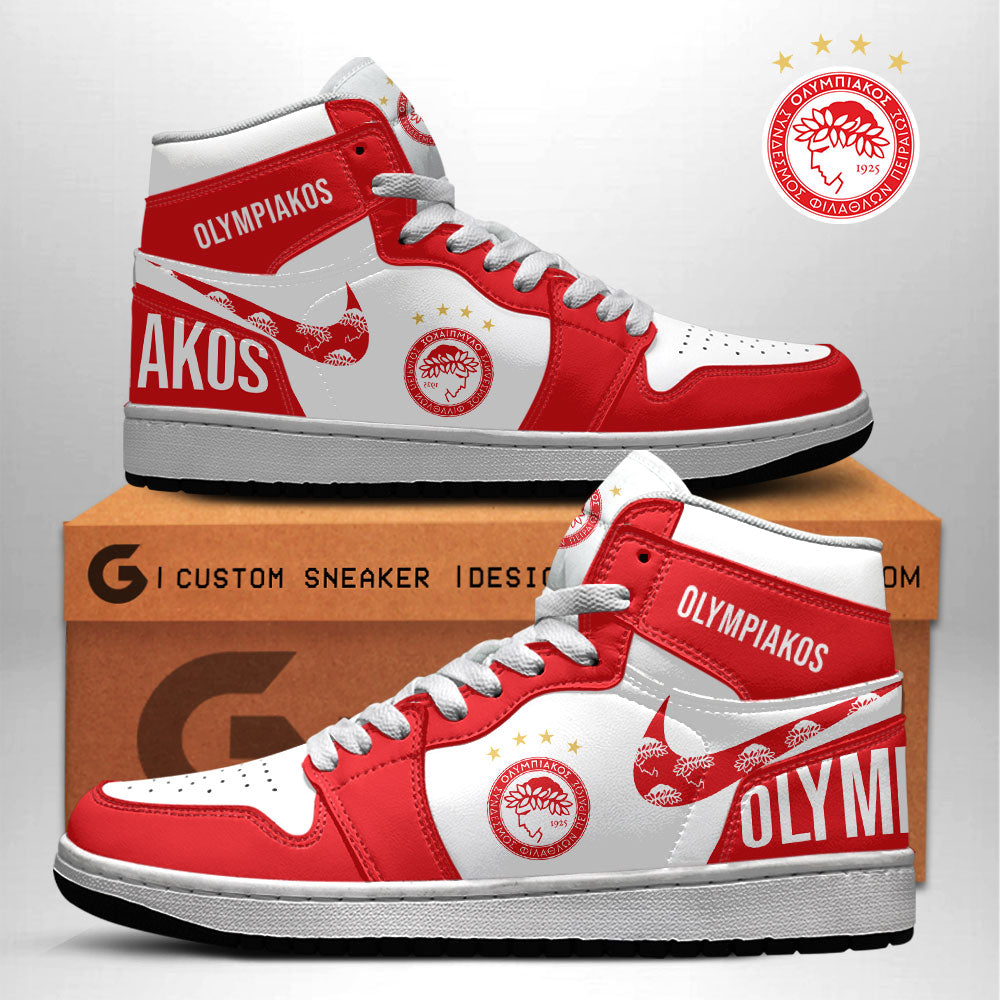 Ideafootwear Olympiakos F.C. AJ1 High Sneakers Shoes For Men And Women 1