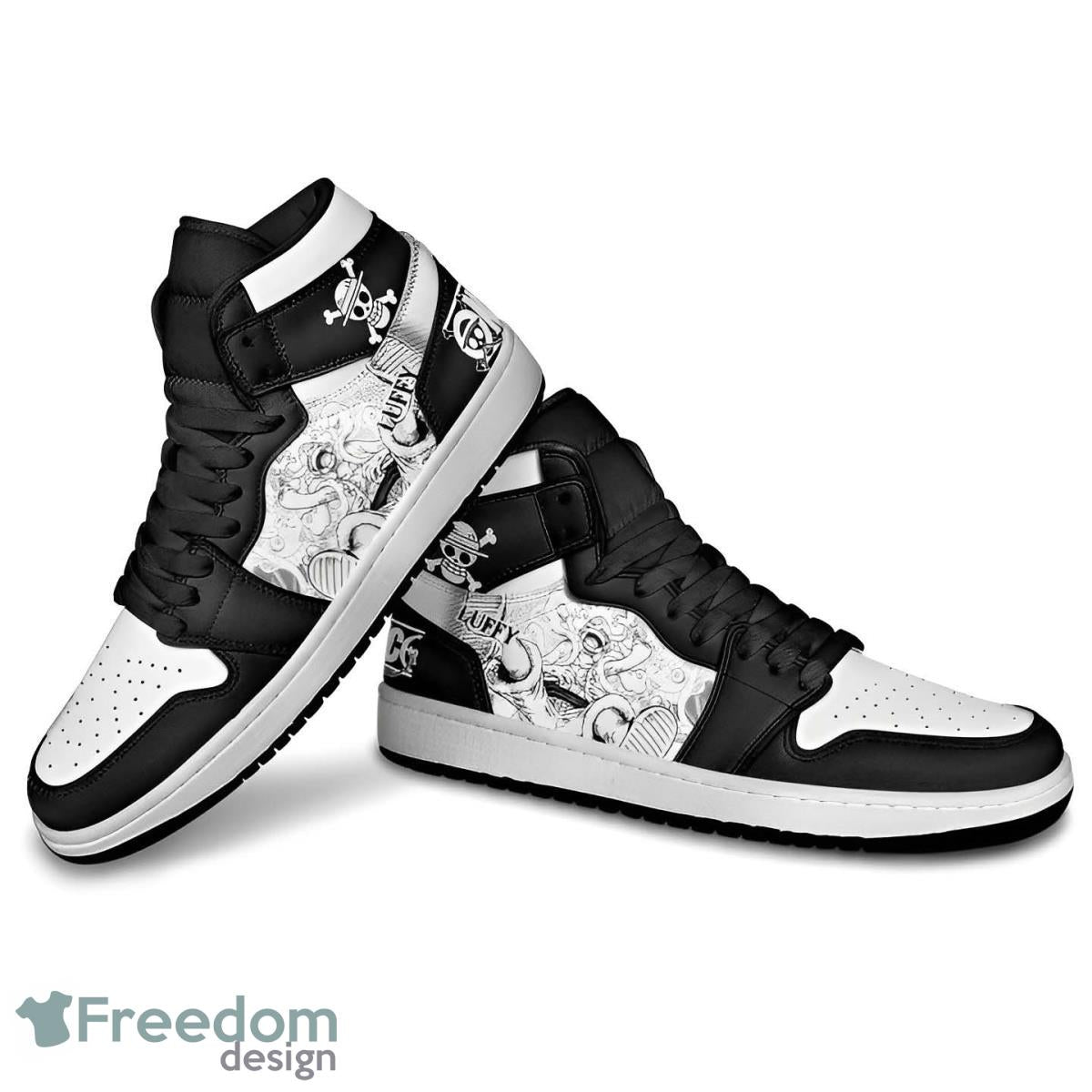 Ideafootwear One Piece Luffy Gear 5 Manga AJ1 High Sneakers Shoes For Men And Women 1