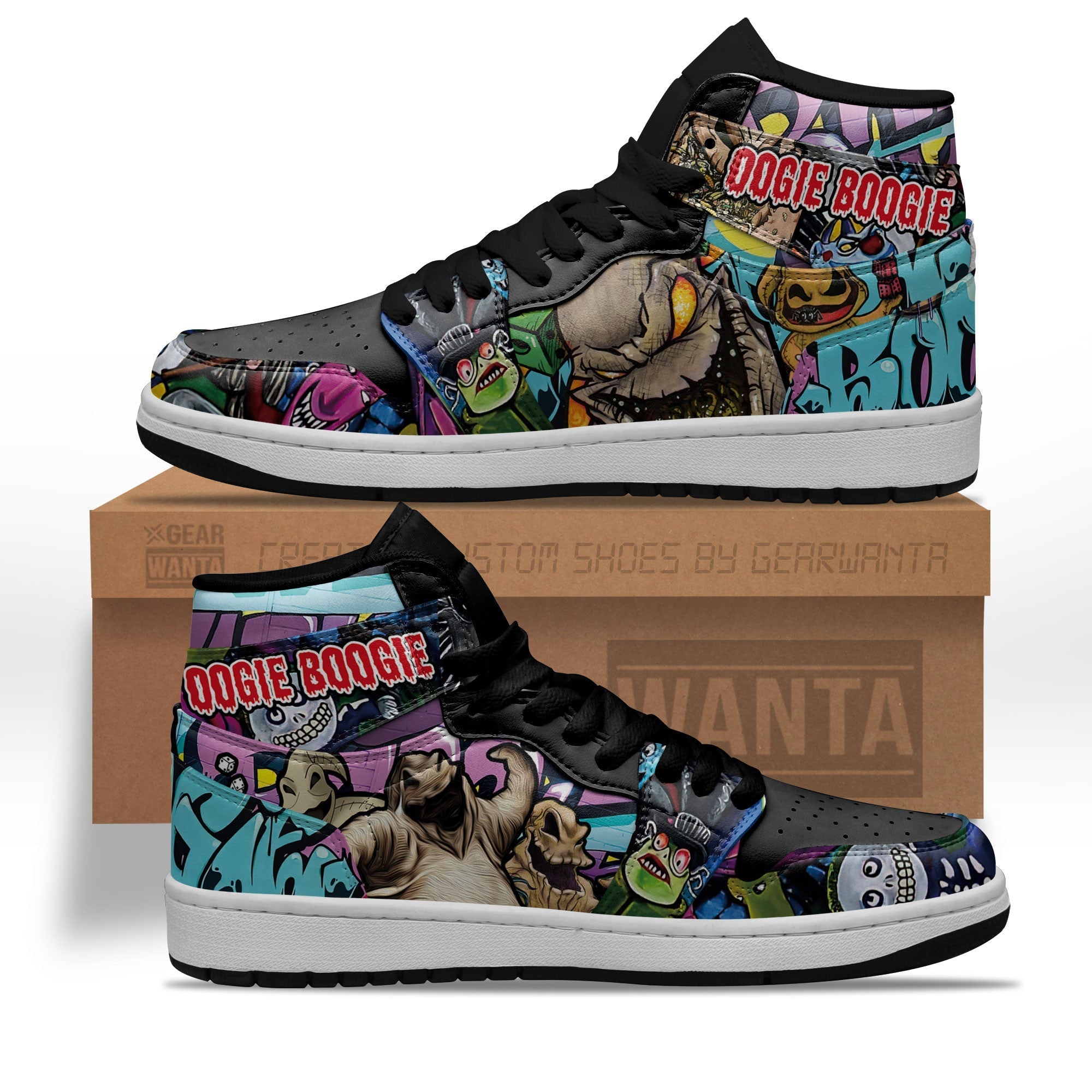 Ideafootwear Oogie Boogie AJ1 High Sneakers Shoes For Men And Women 1