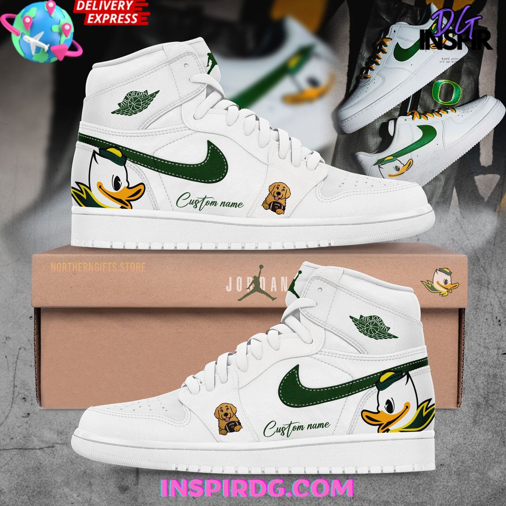 Ideafootwear Oregon Ducks AJ1 High Sneakers Shoes For Men And Women 2