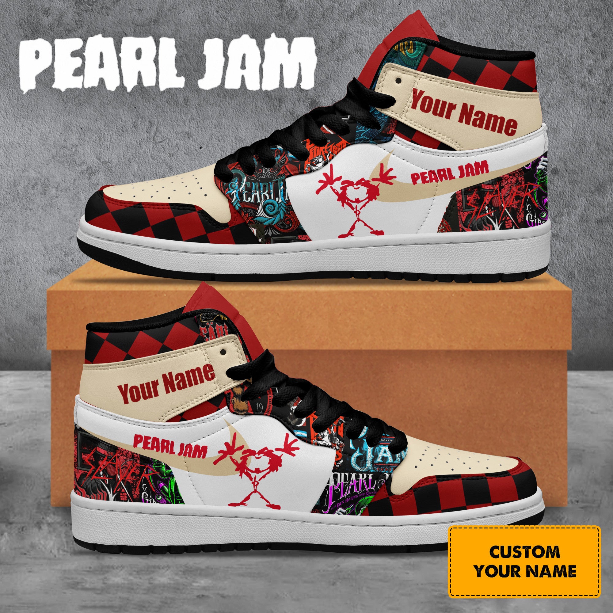 Ideafootwear Pearl Jam AJ1 High Sneakers Shoes For Men And Women 5