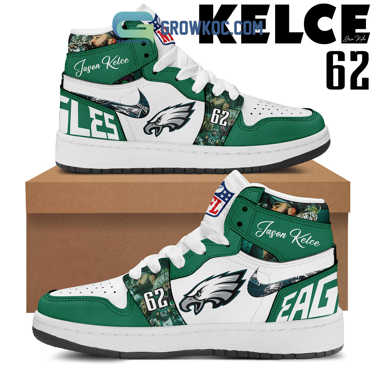 Ideafootwear Philadelphia Eagles AJ1 High Sneakers Shoes For Men And Women 13