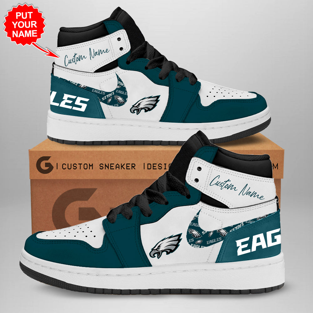 Ideafootwear Philadelphia Eagles AJ1 High Sneakers Shoes For Men And Women 4