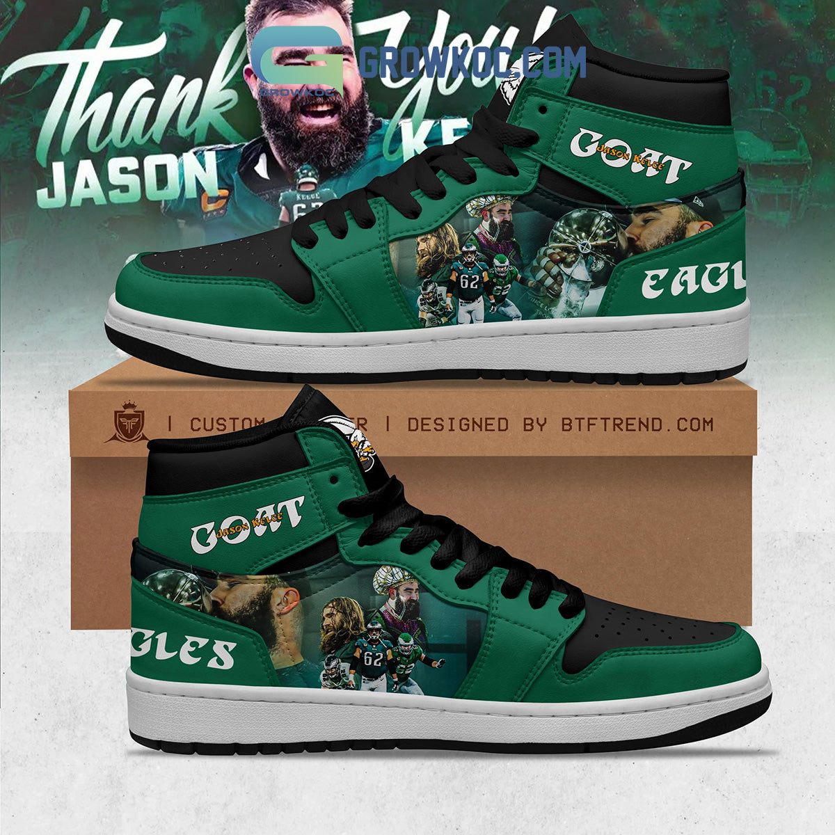 Ideafootwear Philadelphia Eagles AJ1 High Sneakers Shoes For Men And Women 12