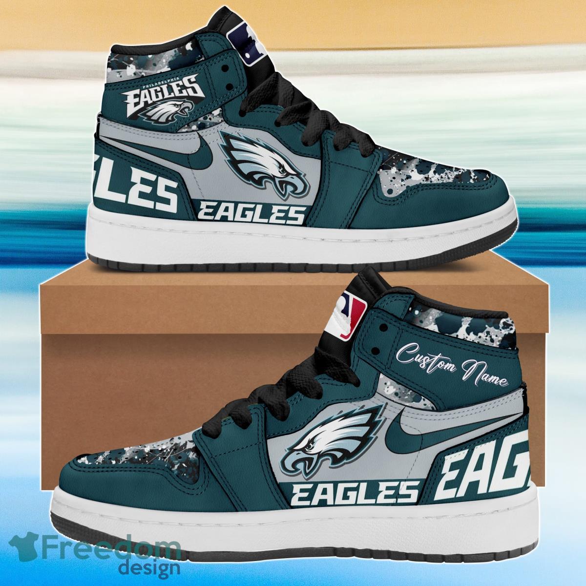 Ideafootwear Philadelphia Eagles AJ1 High Sneakers Shoes For Men And Women 1
