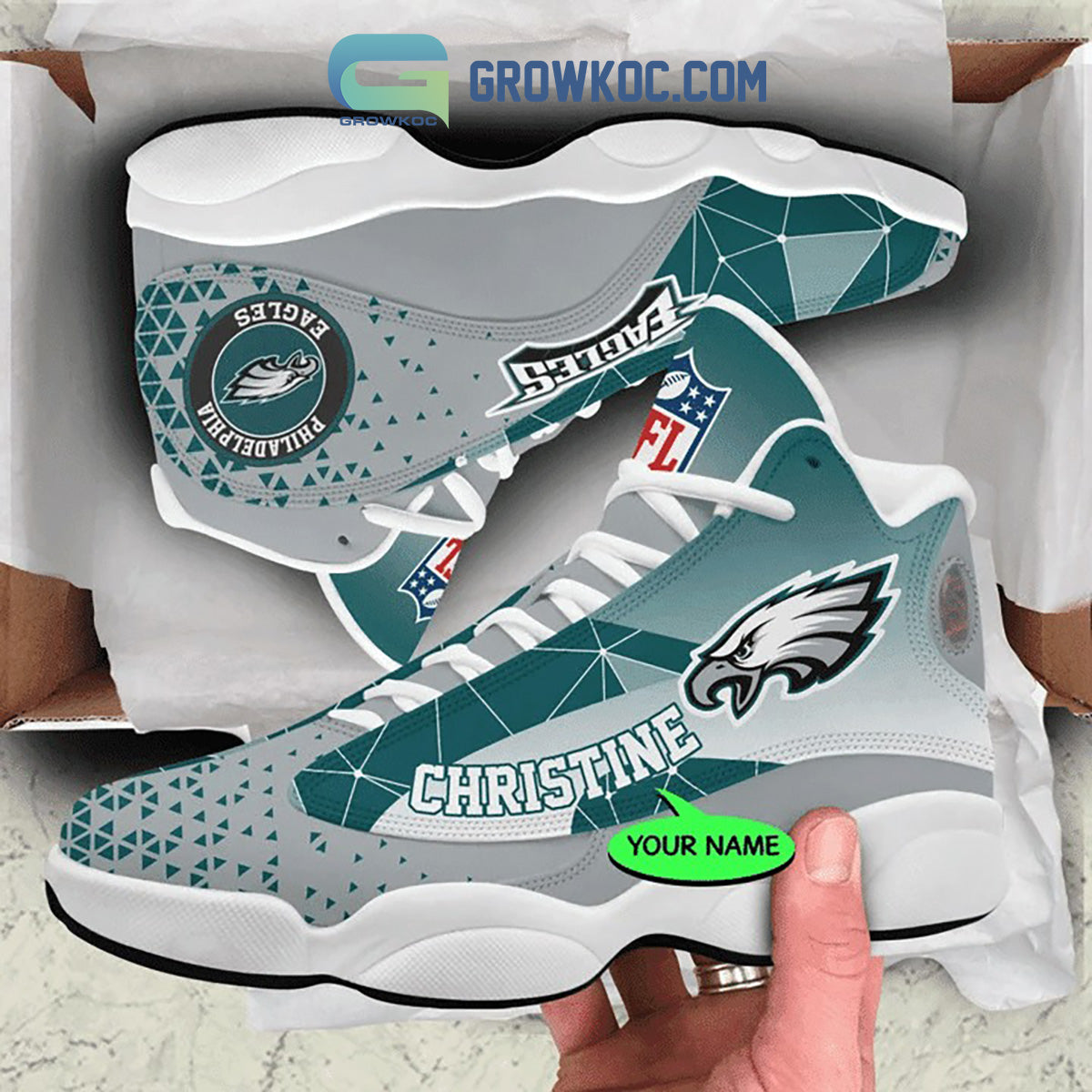 Ideafootwear Philadelphia Eagles AJ13 Sneakers Shoes For Men And Women 3