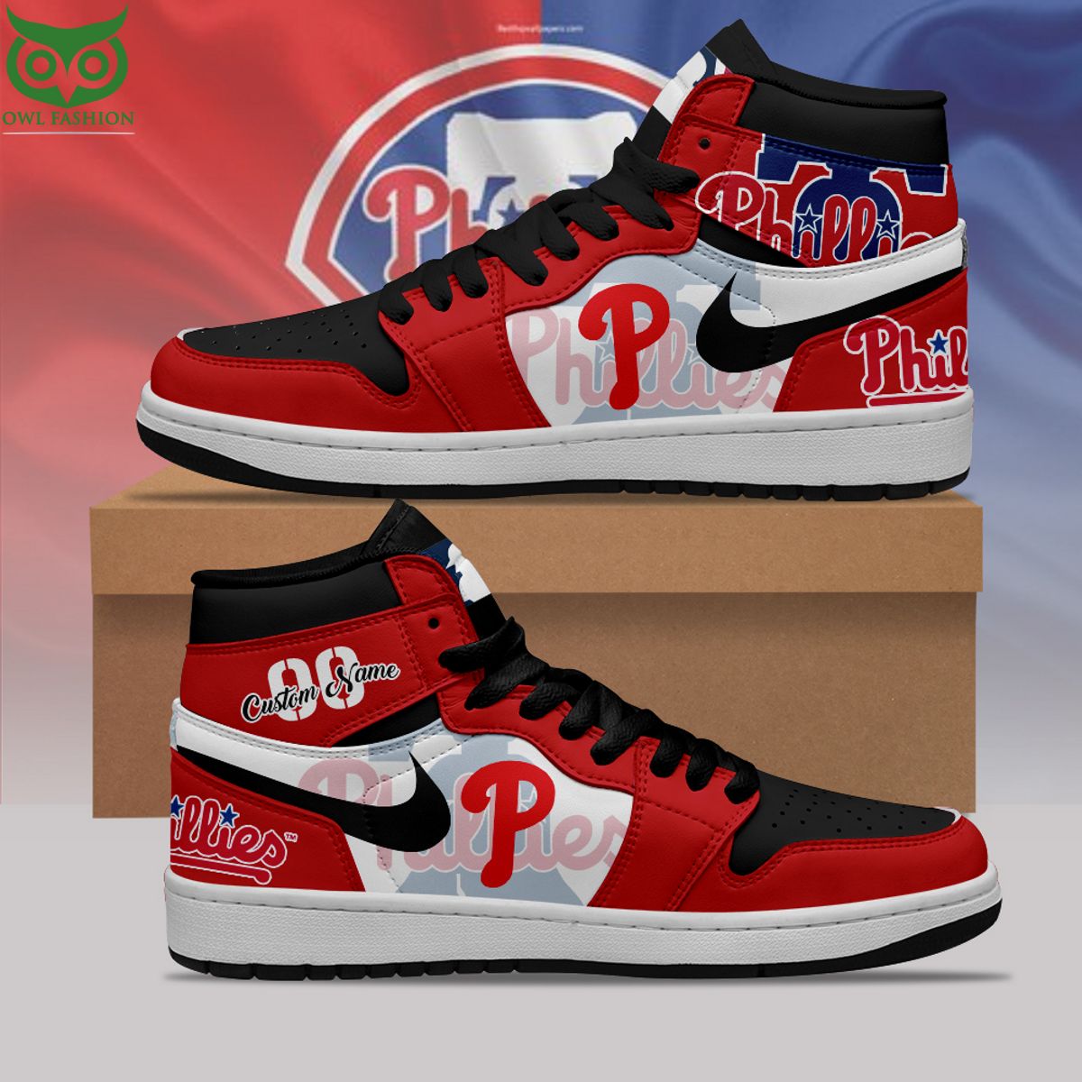 Ideafootwear Philadelphia Phillies AJ1 High Sneakers Shoes For Men And Women 16
