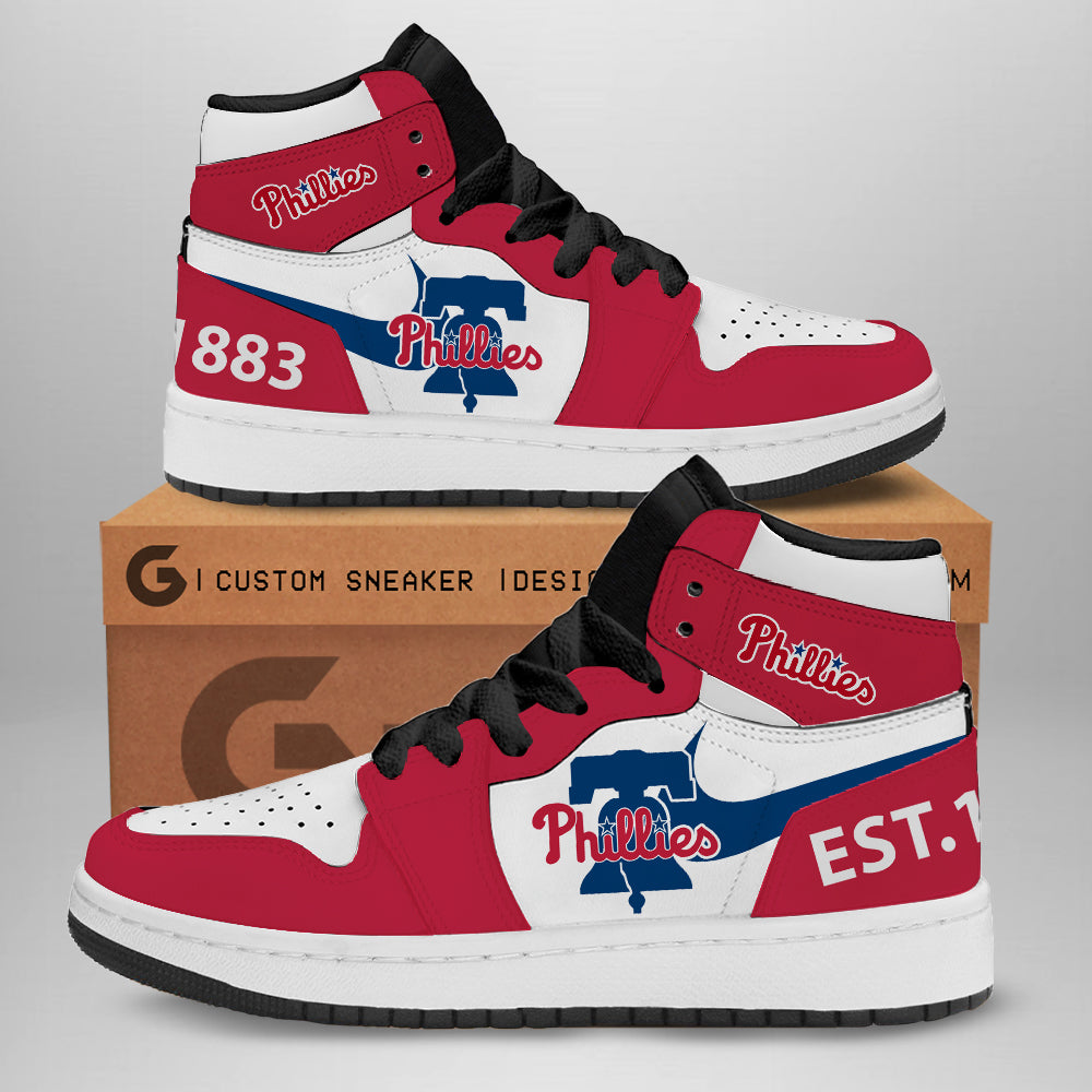 Ideafootwear Philadelphia Phillies AJ1 High Sneakers Shoes For Men And Women 7