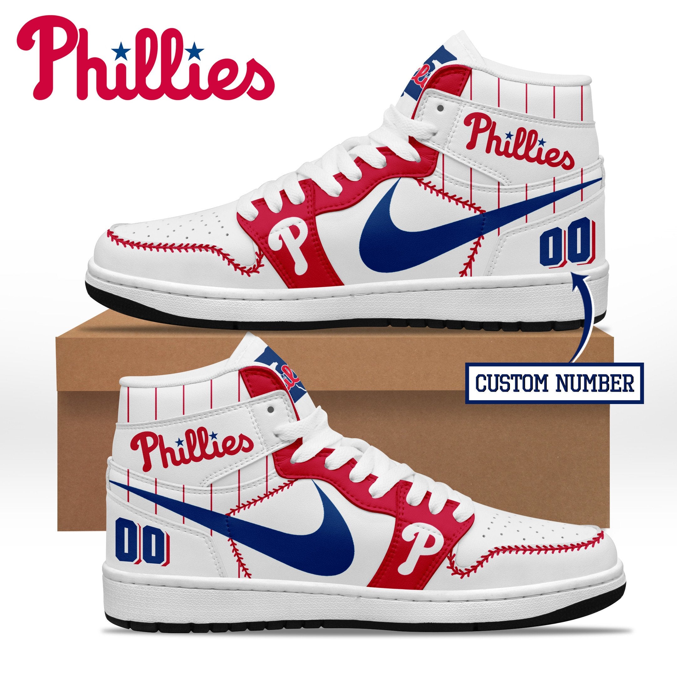 Ideafootwear Philadelphia Phillies AJ1 High Sneakers Shoes For Men And Women 17