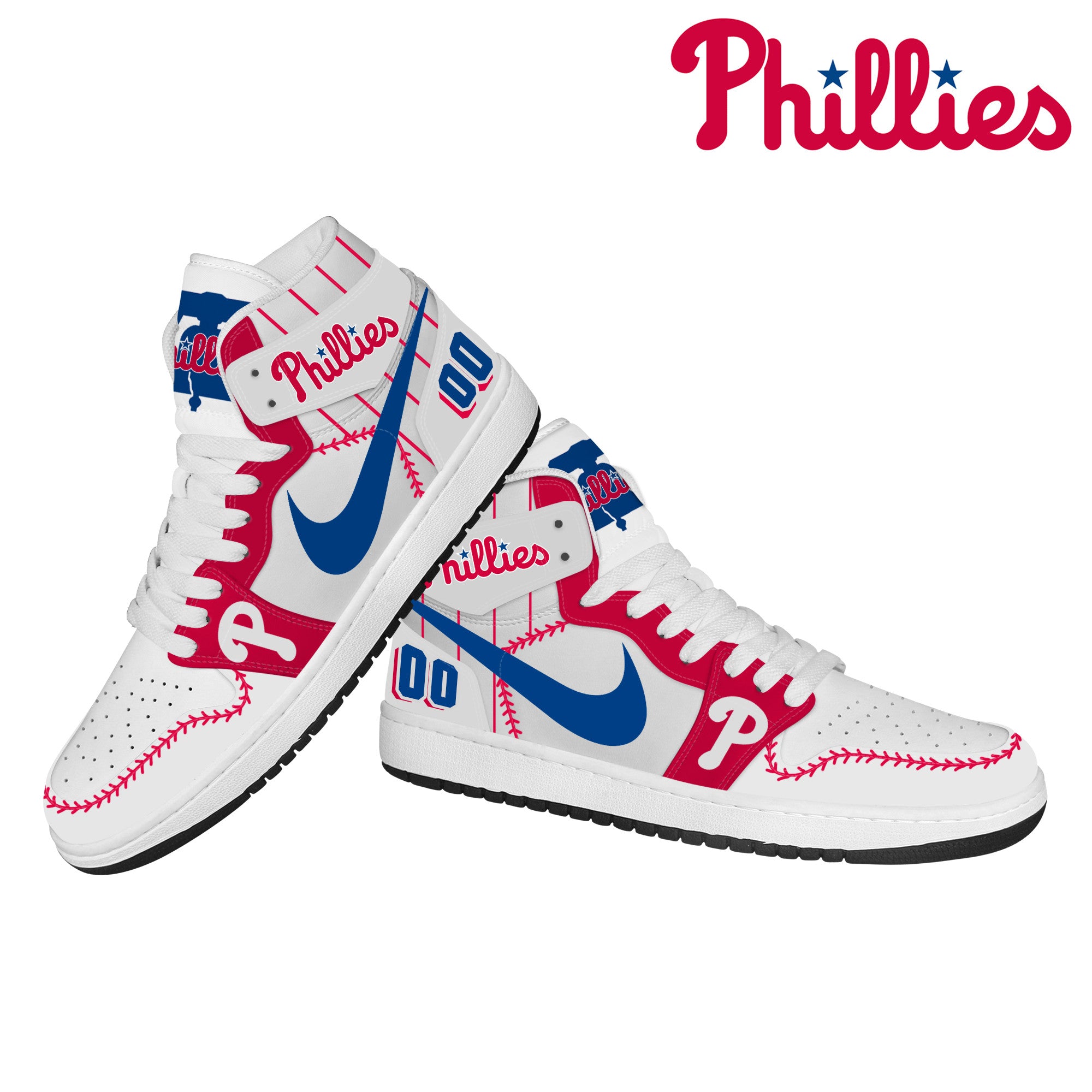 Ideafootwear Philadelphia Phillies AJ1 High Sneakers Shoes For Men And Women 17