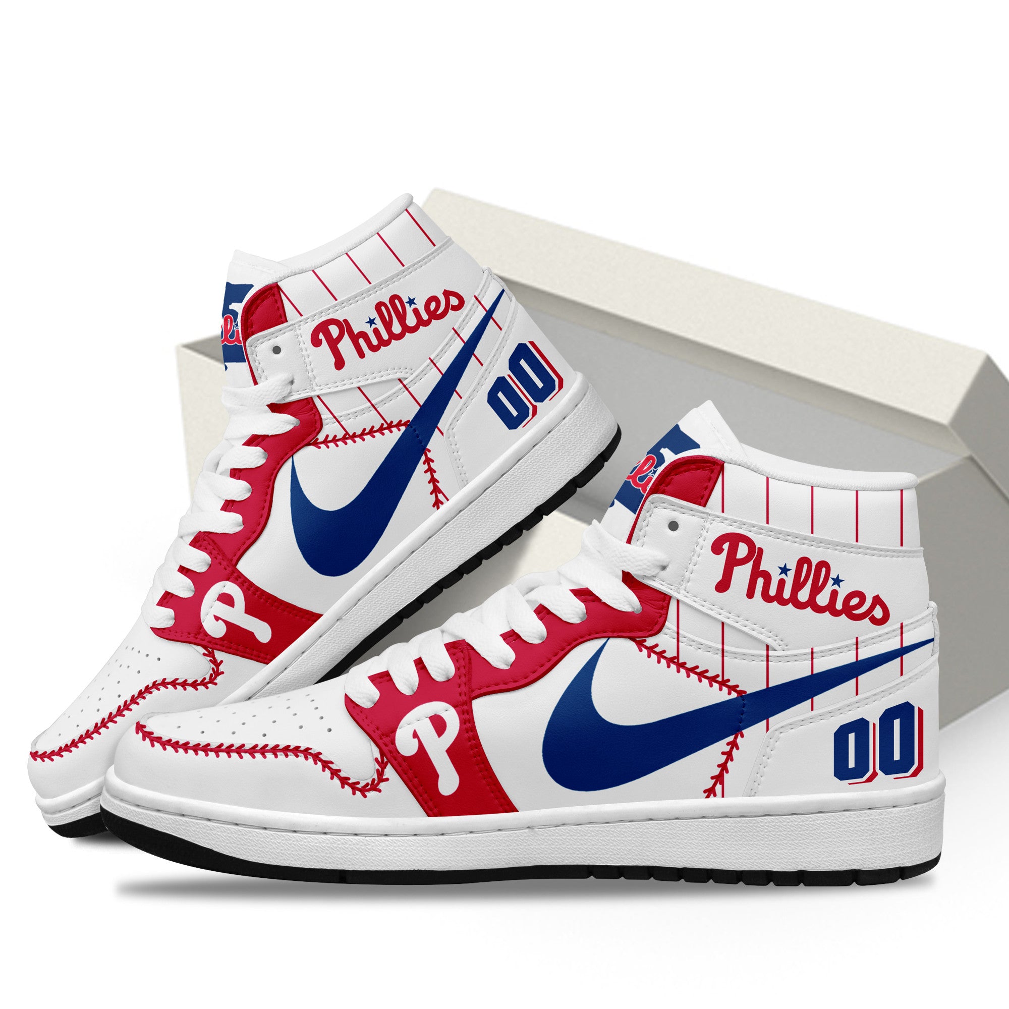 Ideafootwear Philadelphia Phillies AJ1 High Sneakers Shoes For Men And Women 17