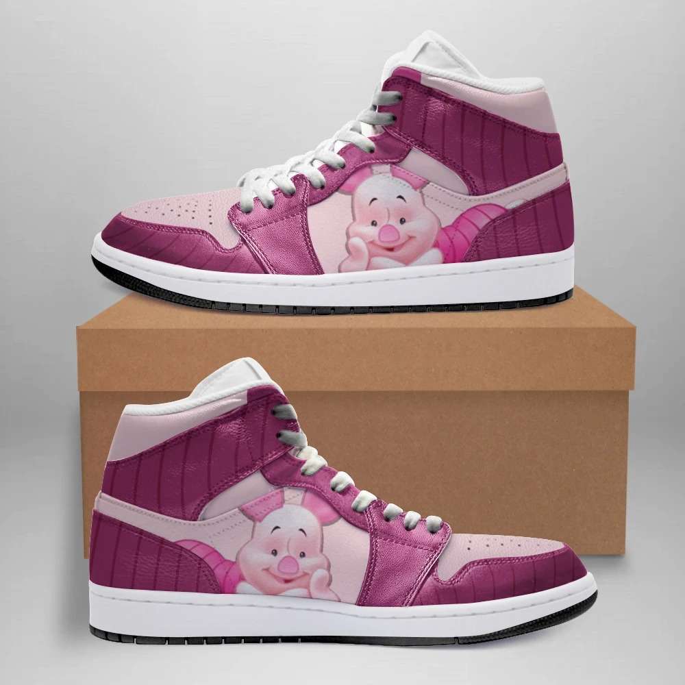 Ideafootwear Piglet Winnie The Pooh AJ1 High Sneakers Shoes For Men And Women 1
