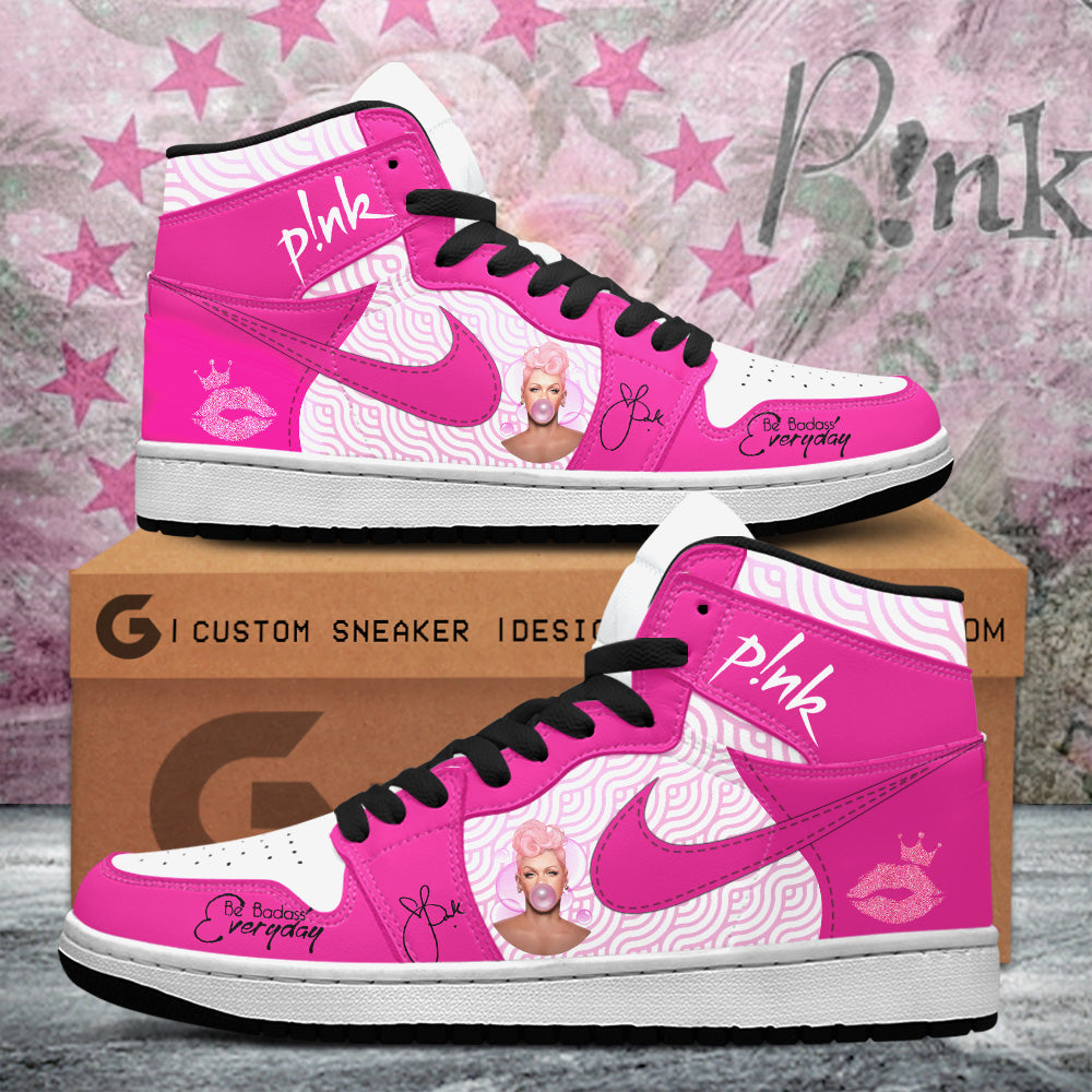 Ideafootwear Pink AJ1 High Sneakers Shoes For Men And Women 8