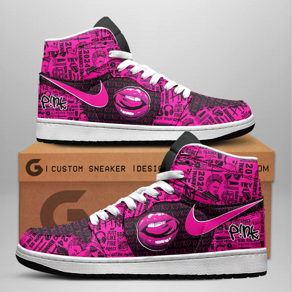 Ideafootwear Pink AJ1 High Sneakers Shoes For Men And Women 5