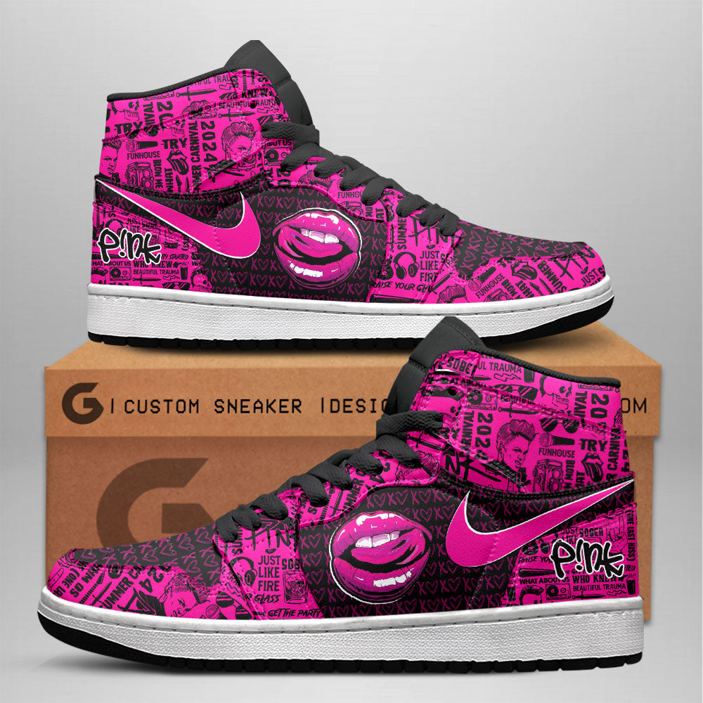 Ideafootwear Pink AJ1 High Sneakers Shoes For Men And Women 6