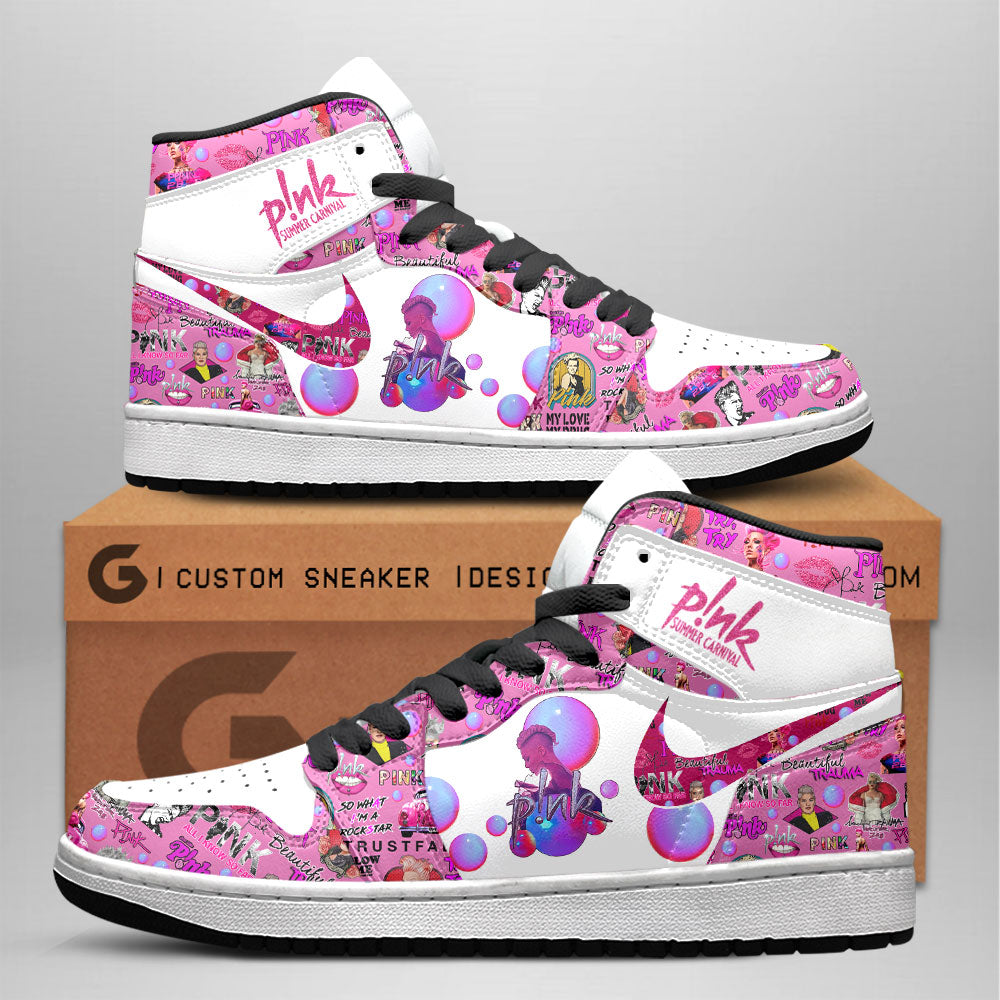Ideafootwear Pink AJ1 High Sneakers Shoes For Men And Women 4