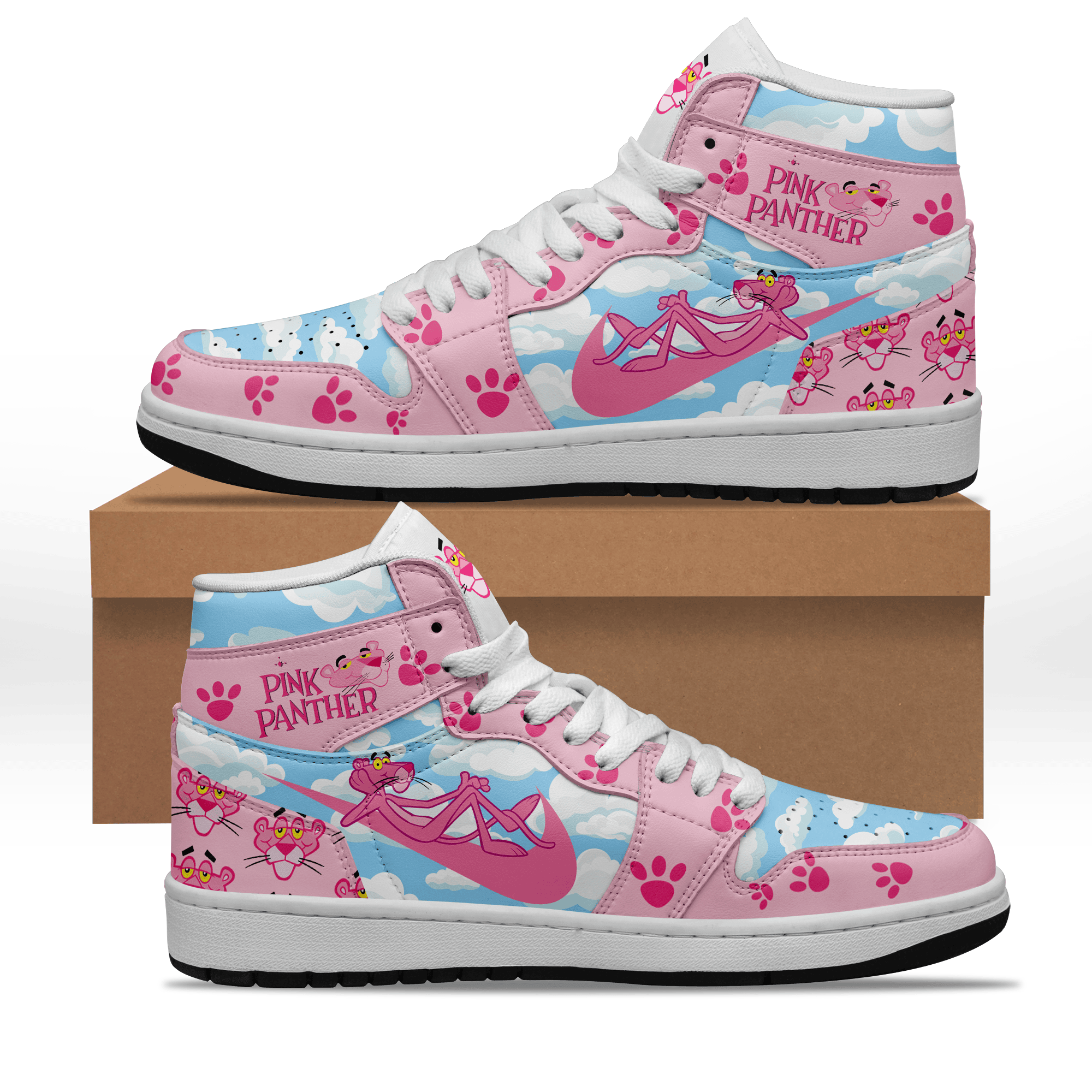 Ideafootwear Pink Panther AJ1 High Sneakers Shoes For Men And Women 1