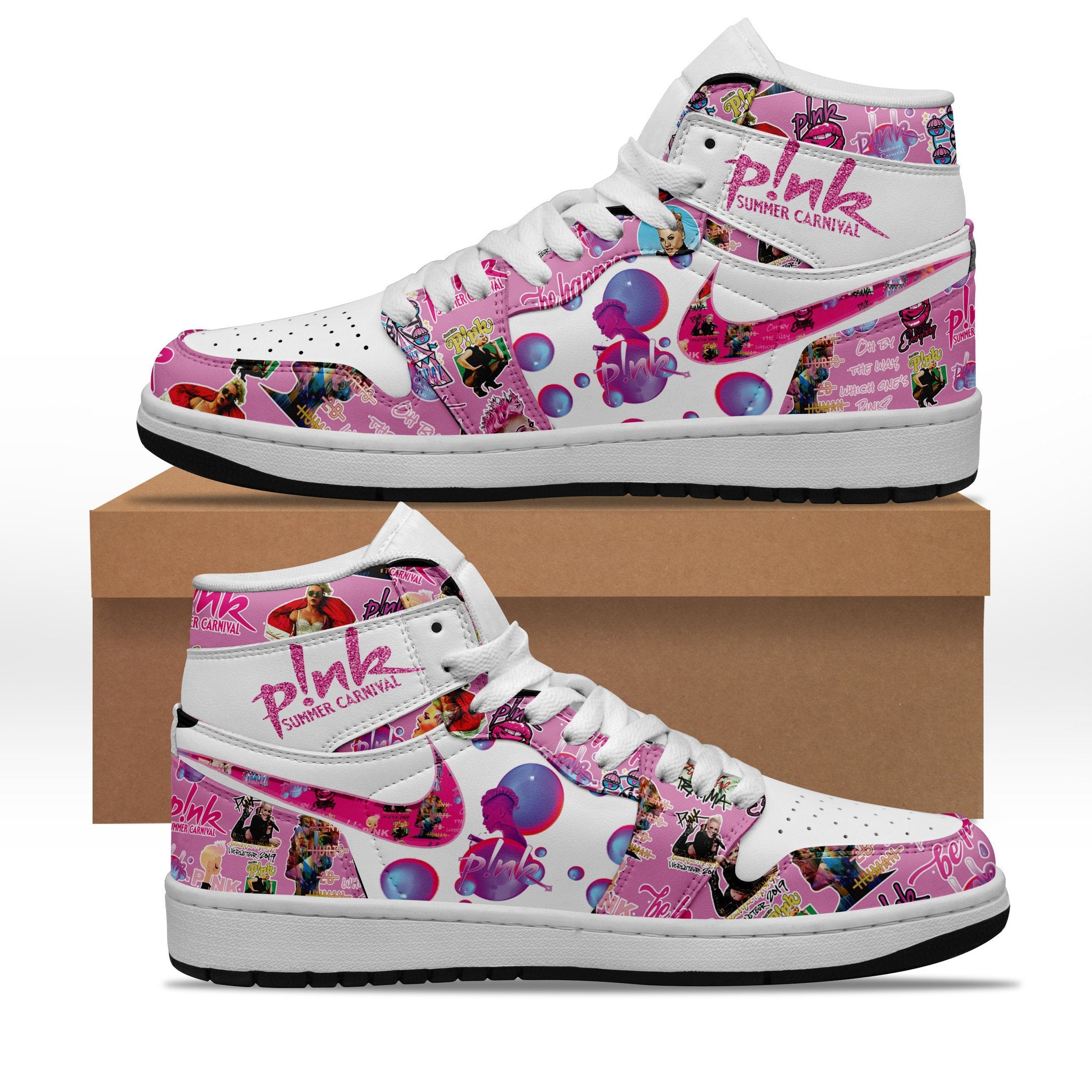 Ideafootwear Pink AJ1 High Sneakers Shoes For Men And Women 12