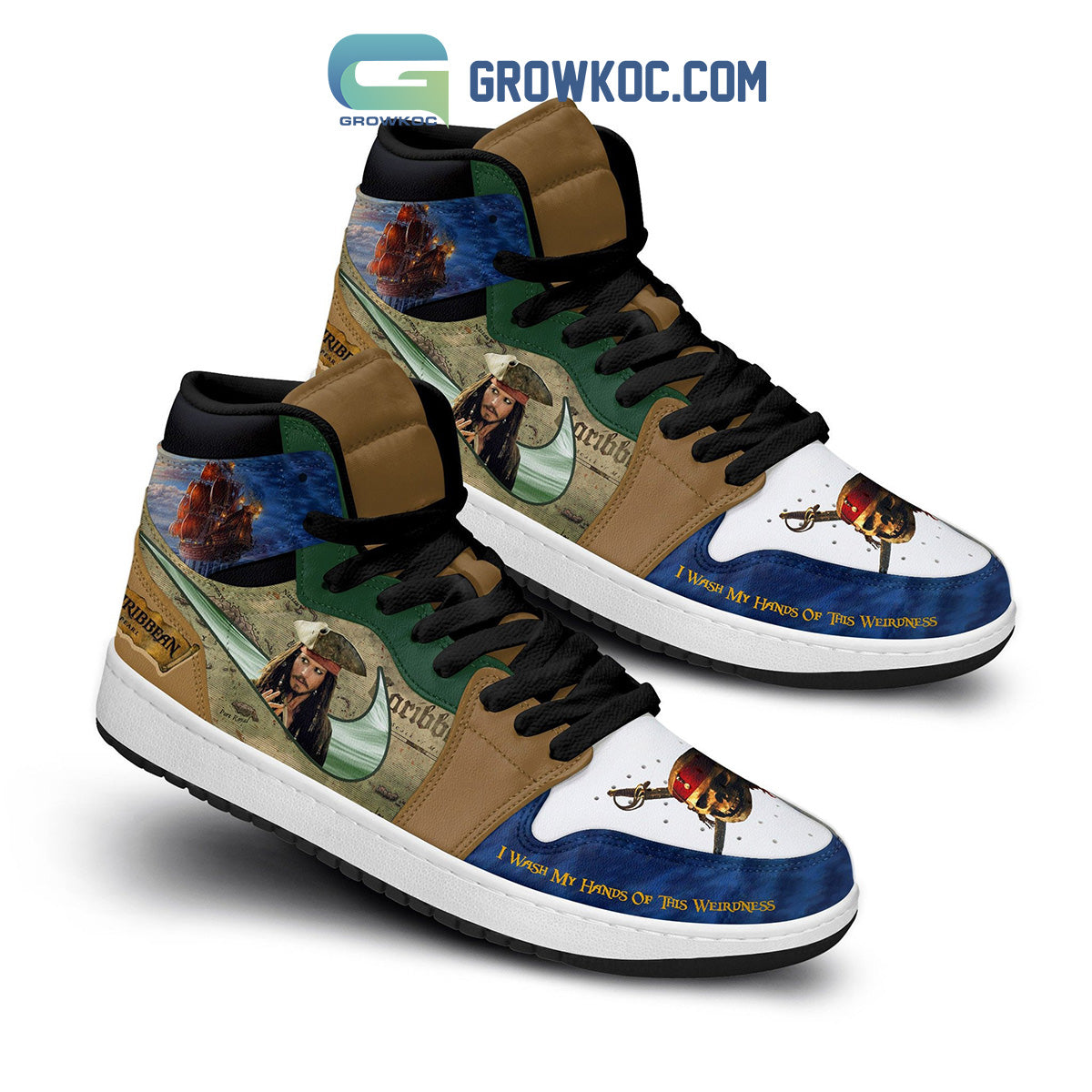 Ideafootwear Pirates of the Caribbean AJ1 High Sneakers Shoes For Men And Women 1