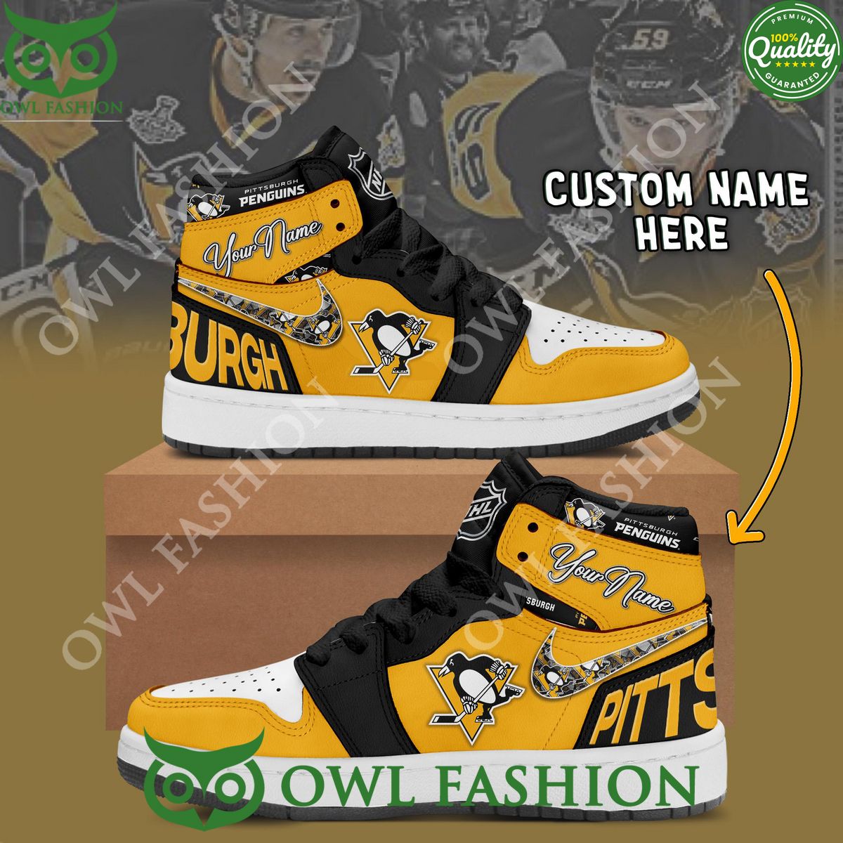 Ideafootwear Pittsburgh Penguins AJ1 High Sneakers Shoes For Men And Women 9