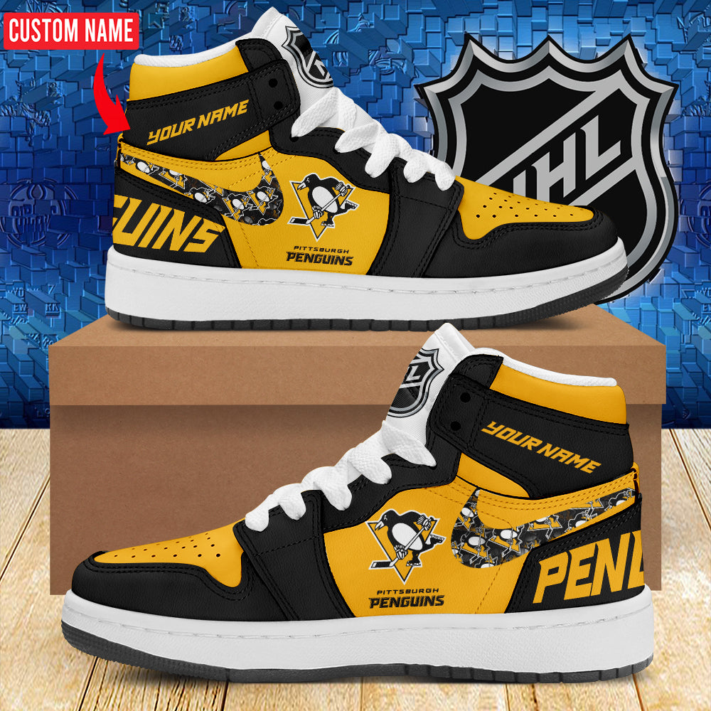 Ideafootwear Pittsburgh Penguins AJ1 High Sneakers Shoes For Men And Women 7