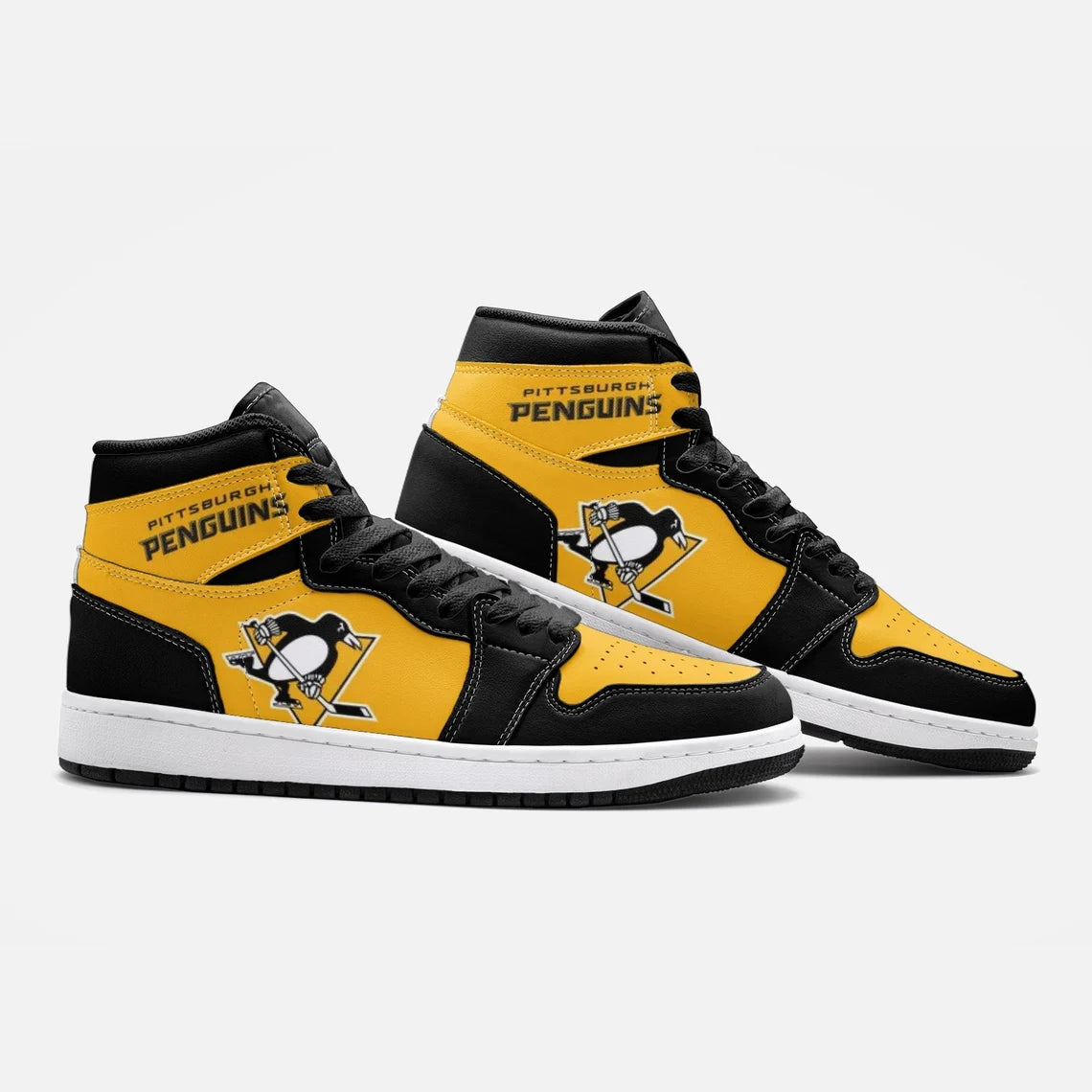 Ideafootwear Pittsburgh Penguins AJ1 High Sneakers Shoes For Men And Women 6