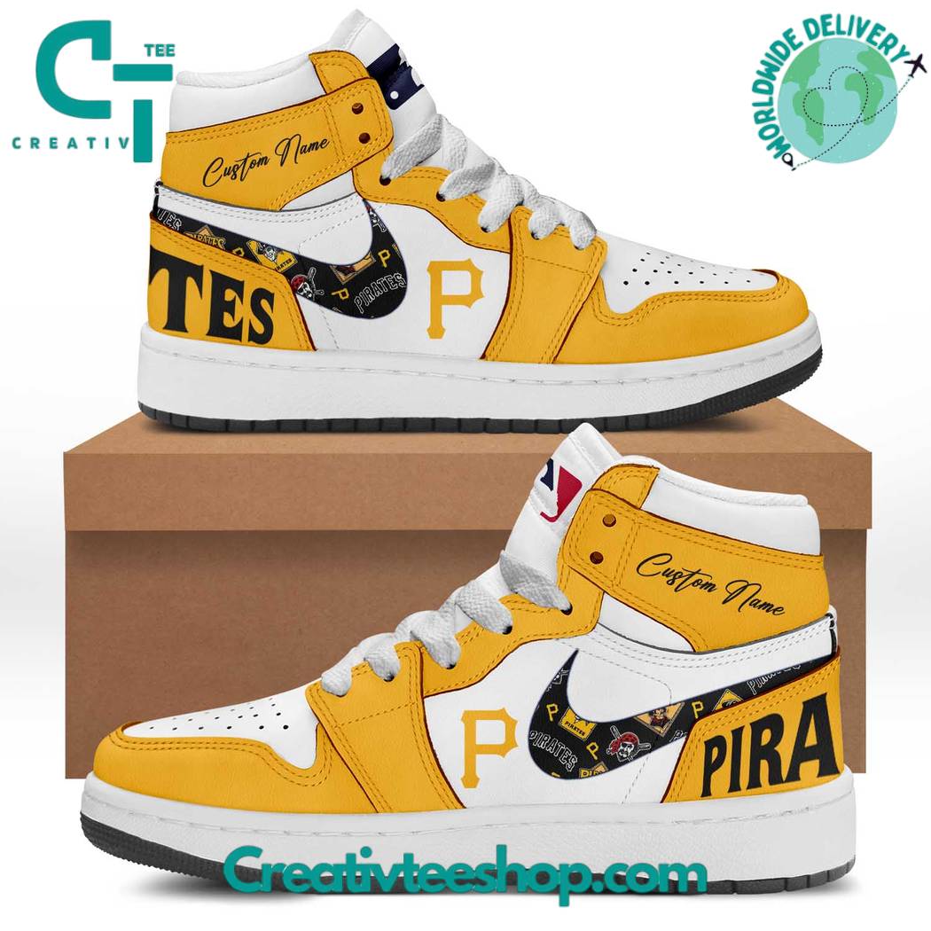 Ideafootwear Pittsburgh Pirates AJ1 High Sneakers Shoes For Men And Women 5
