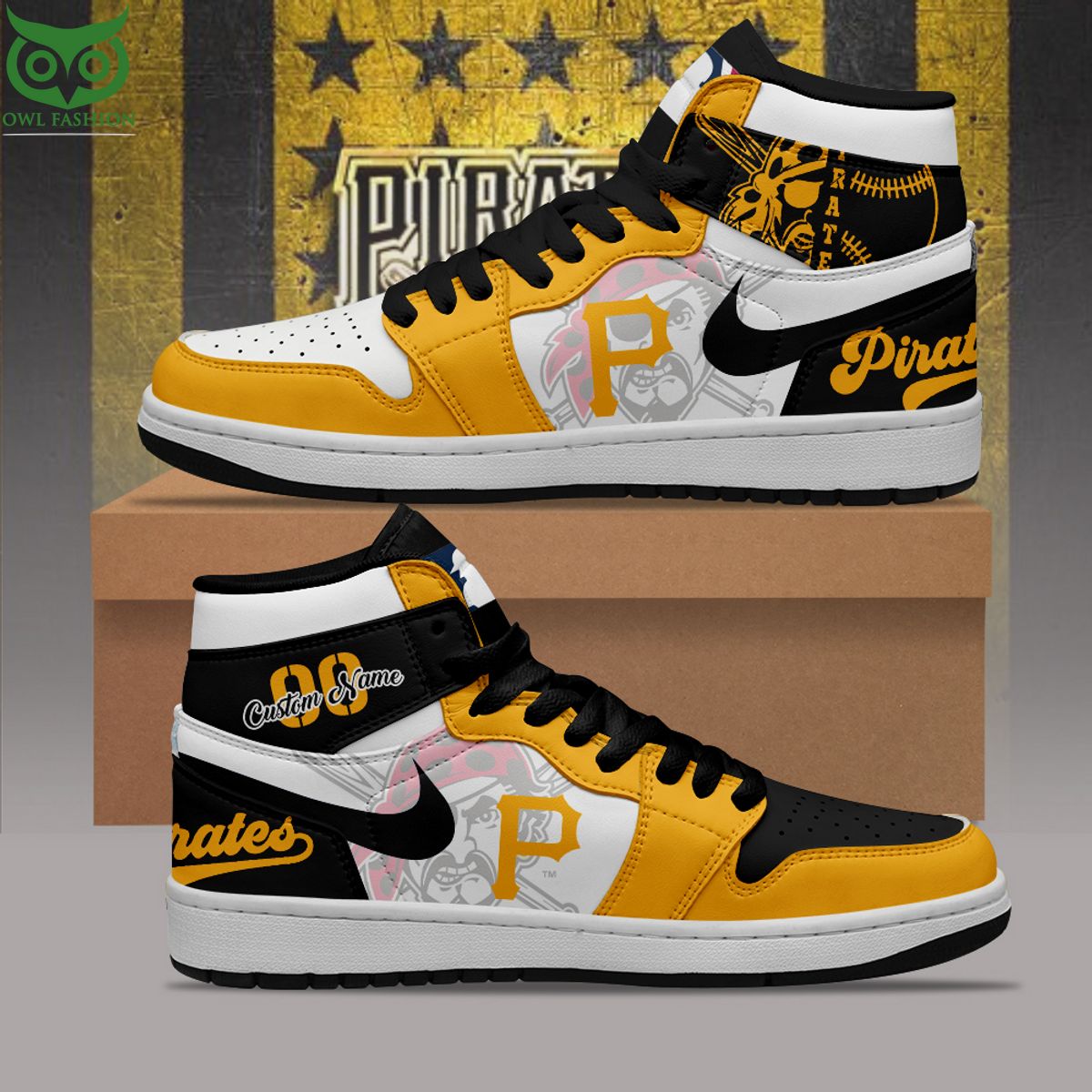Ideafootwear Pittsburgh Pirates AJ1 High Sneakers Shoes For Men And Women 7