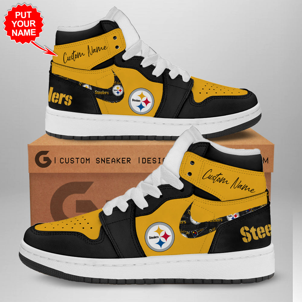 Ideafootwear Pittsburgh Steelers AJ1 High Sneakers Shoes For Men And Women 2