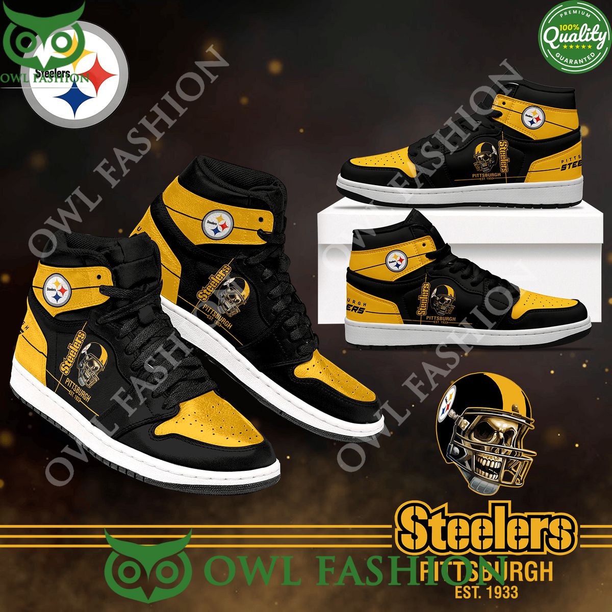Ideafootwear Pittsburgh Steelers AJ1 High Sneakers Shoes For Men And Women 9