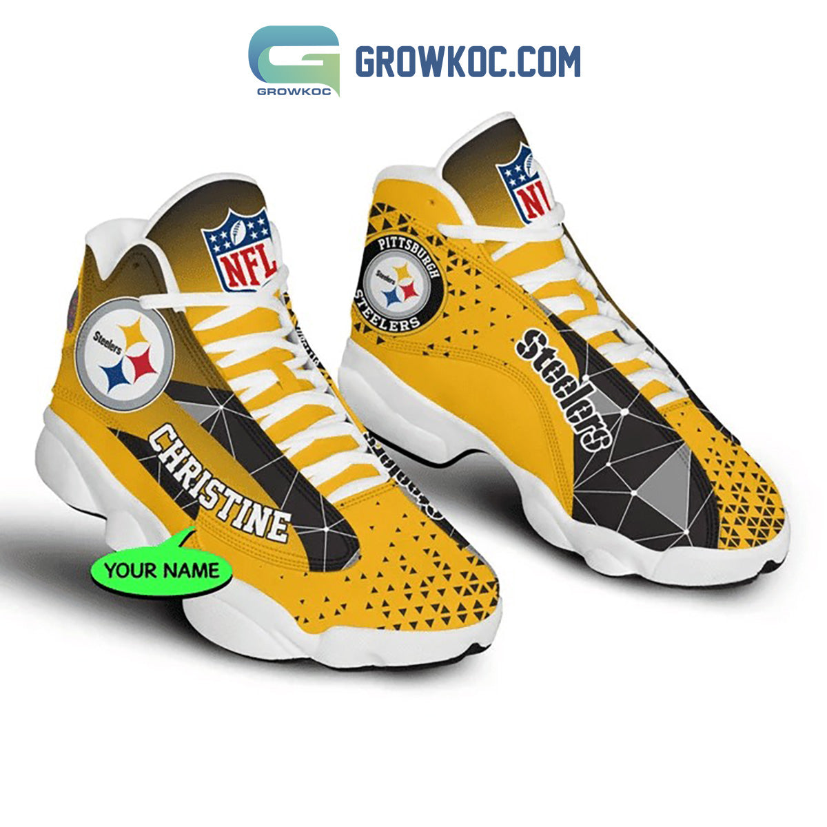 Ideafootwear Pittsburgh Steelers AJ13 Sneakers Shoes For Men And Women 18