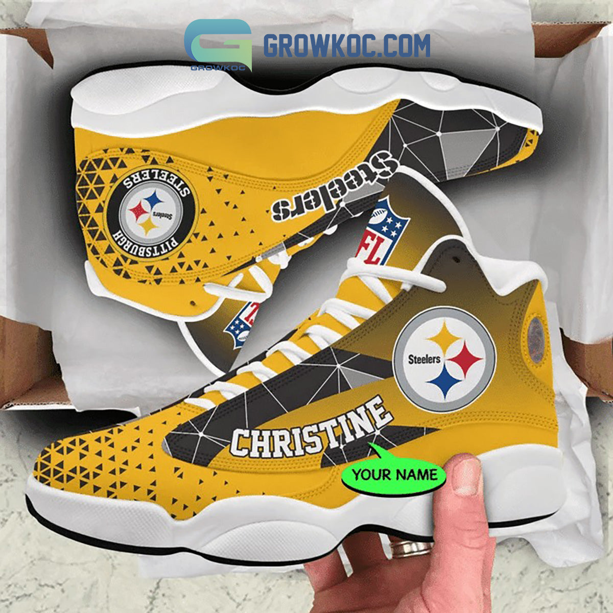 Ideafootwear Pittsburgh Steelers AJ13 Sneakers Shoes For Men And Women 18