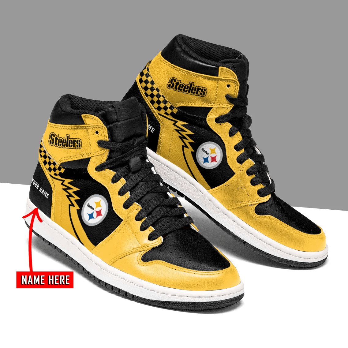 Ideafootwear Pittsburgh Steelers NFL AJ1 High Sneakers Shoes For Men And Women 3