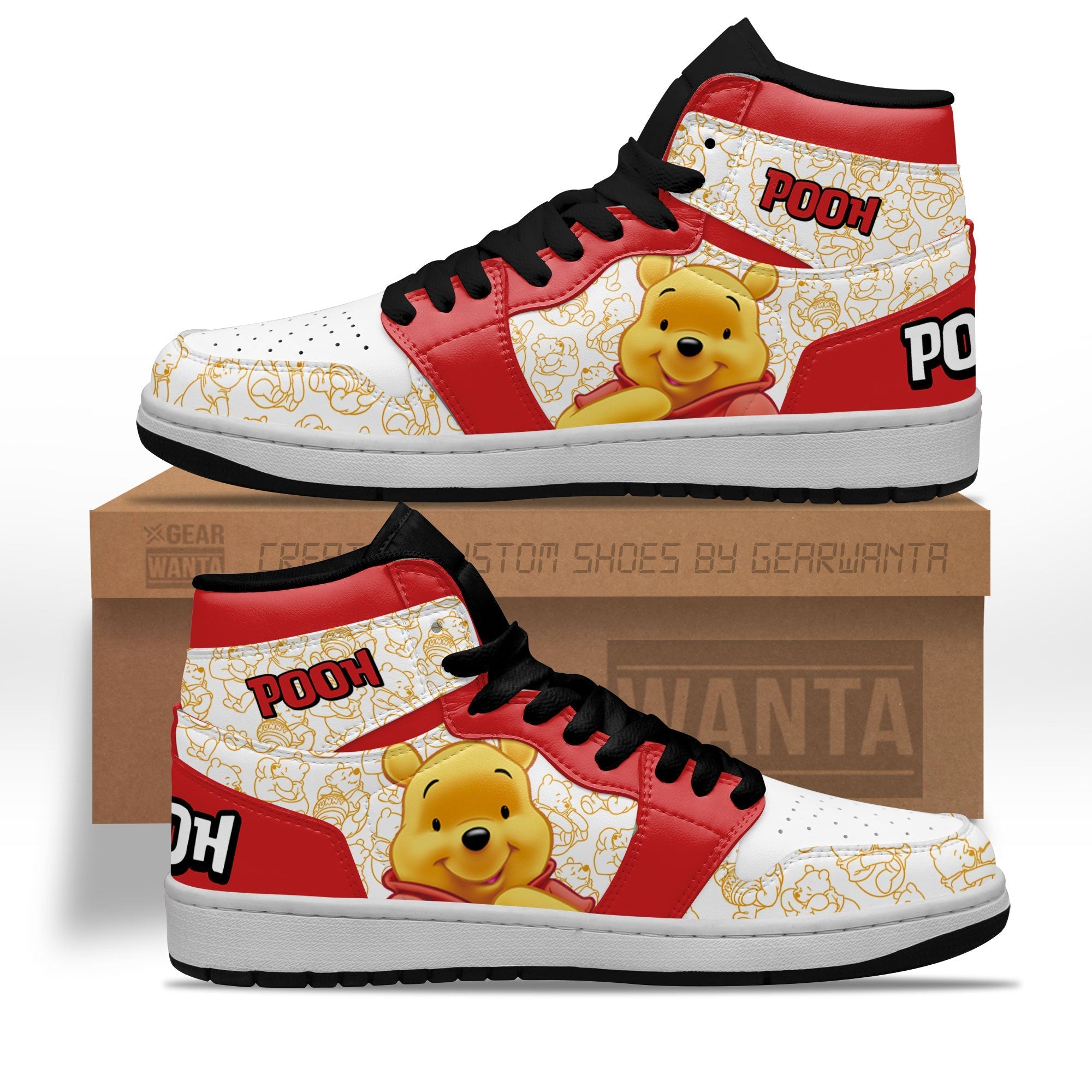 Ideafootwear Pooh AJ1 High Sneakers Shoes For Men And Women 1