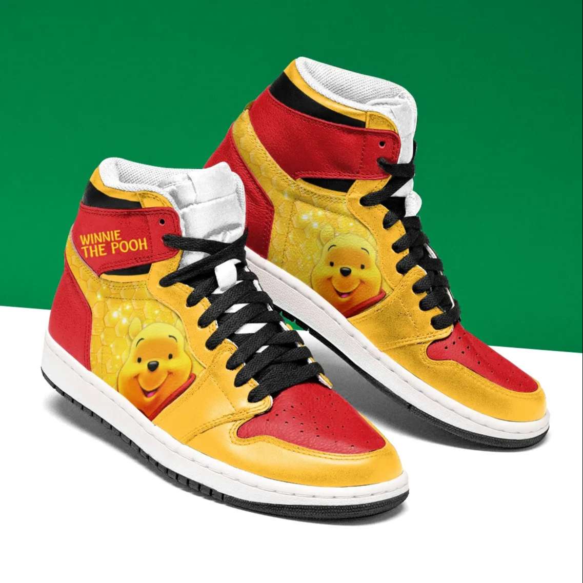 Ideafootwear Pooh AJ1 High Sneakers Shoes For Men And Women 2