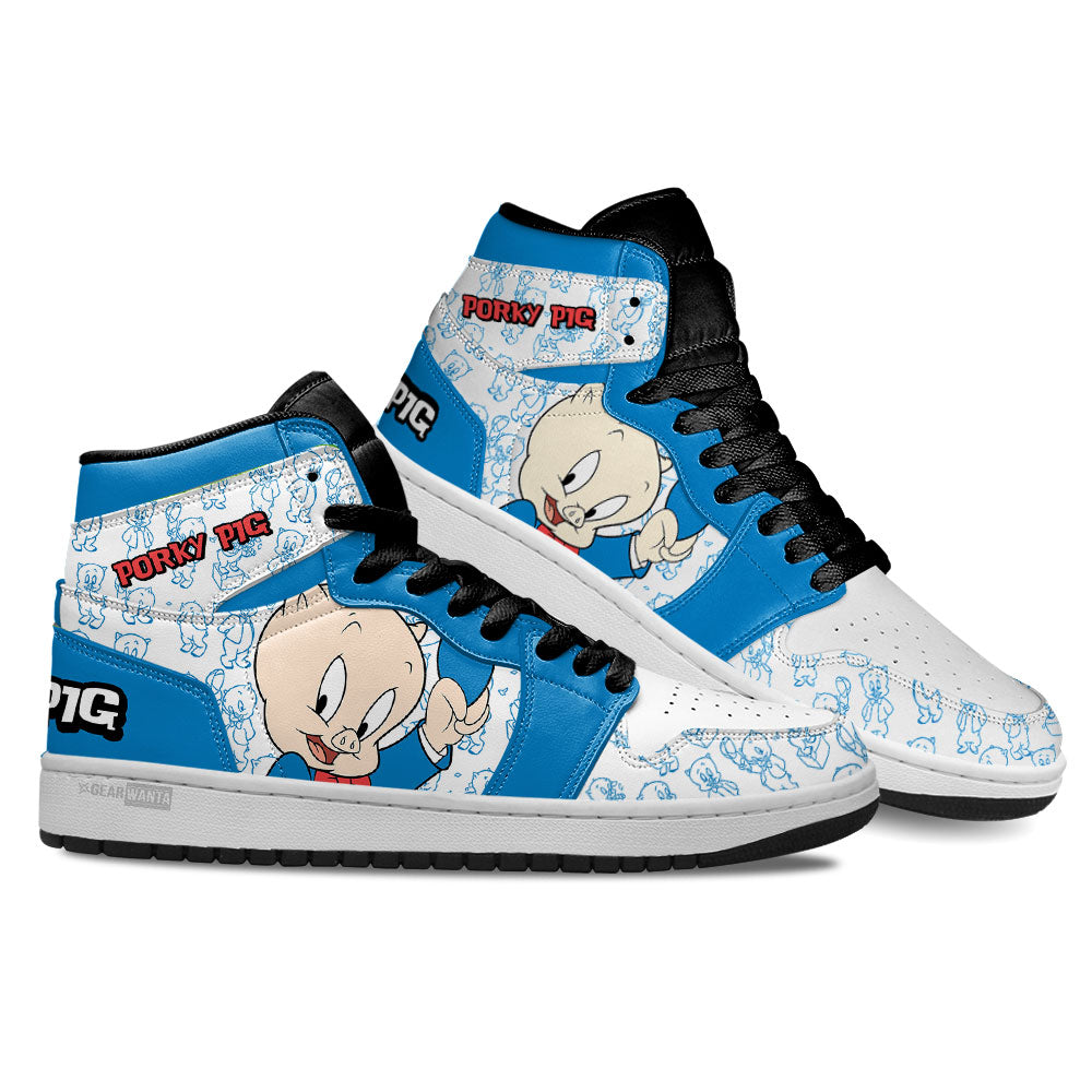 Ideafootwear Porky Pig AJ1 High Sneakers Shoes For Men And Women 1