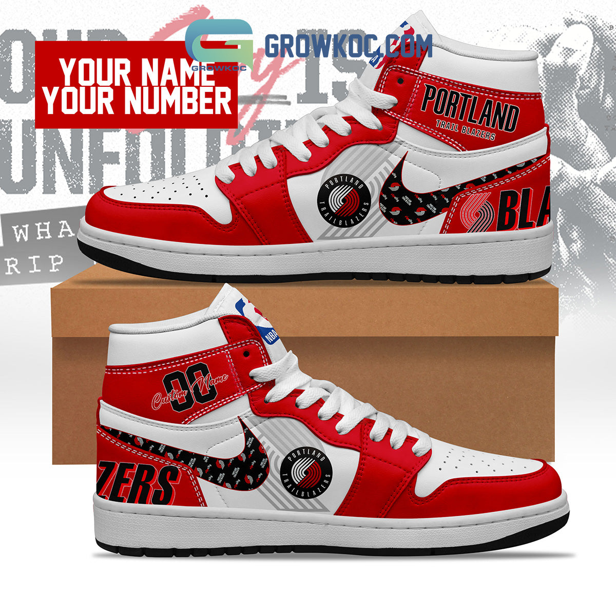 Ideafootwear Portland Trail Blazers AJ1 High Sneakers Shoes For Men And Women 5