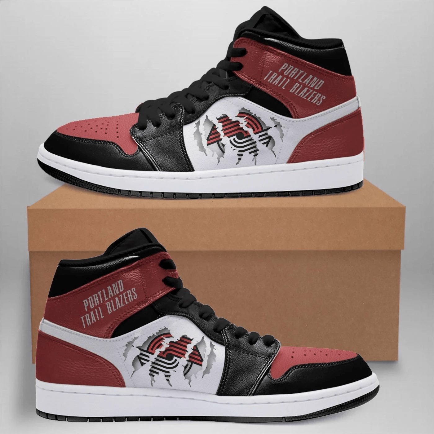 Ideafootwear Portland Trail Blazers NBA AJ1 High Sneakers Shoes For Men And Women 6