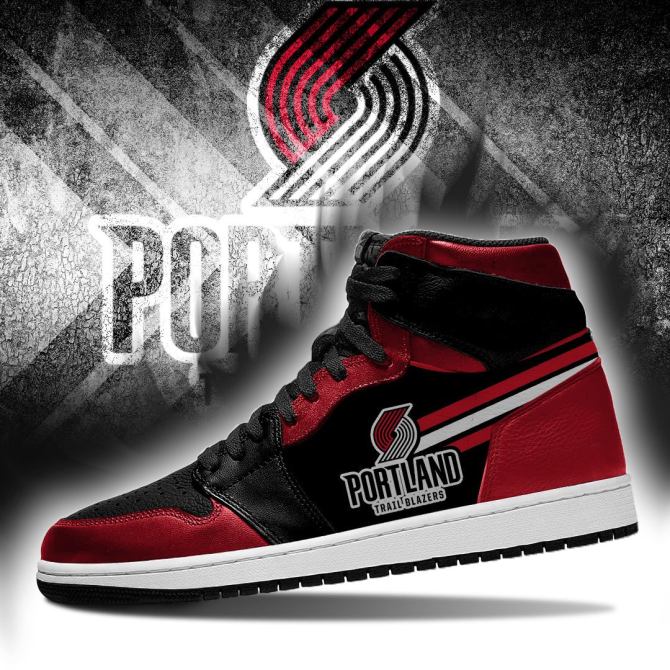 Ideafootwear Portland Trail Blazers NBA AJ1 High Sneakers Shoes For Men And Women 4
