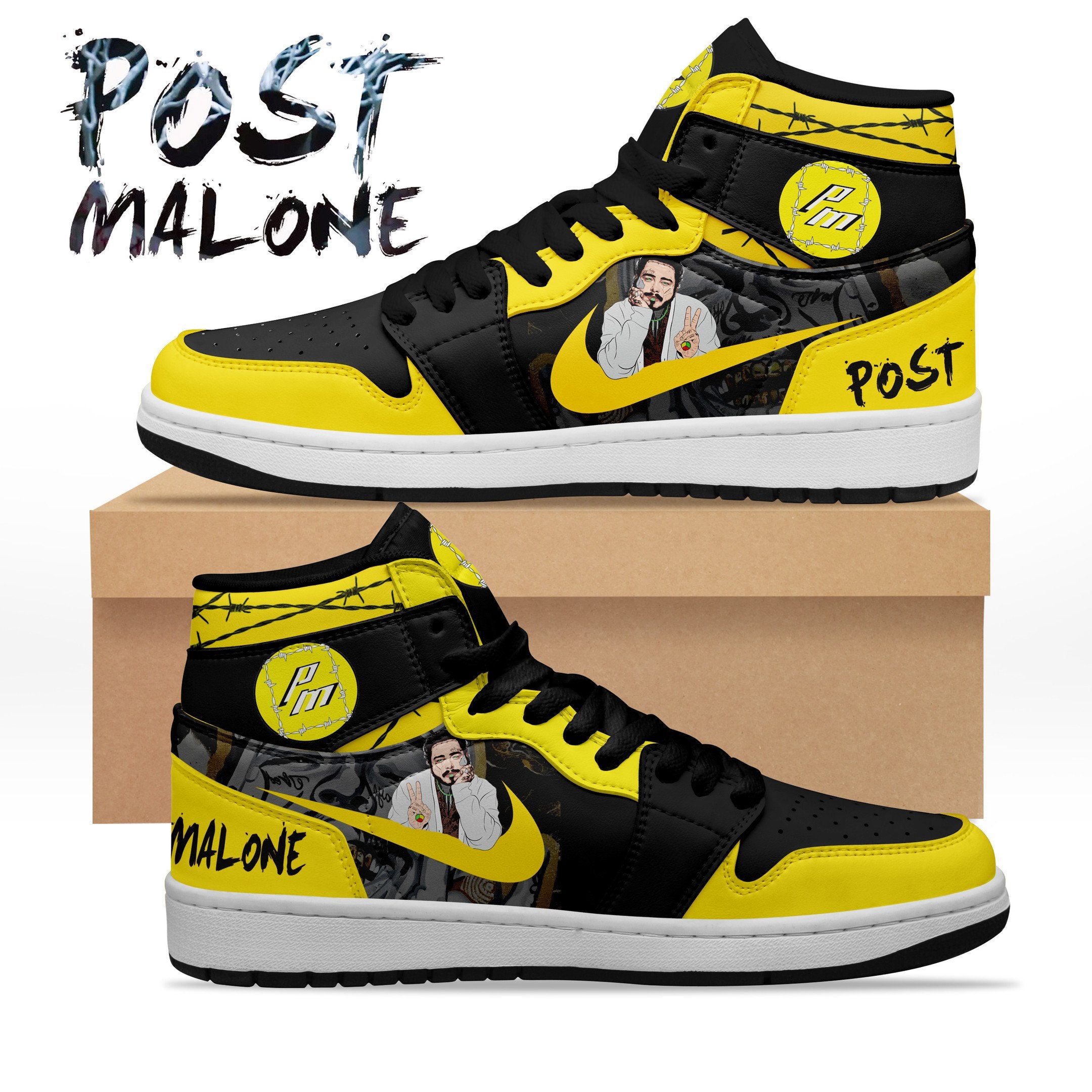 Ideafootwear Post Malone AJ1 High Sneakers Shoes For Men And Women 11