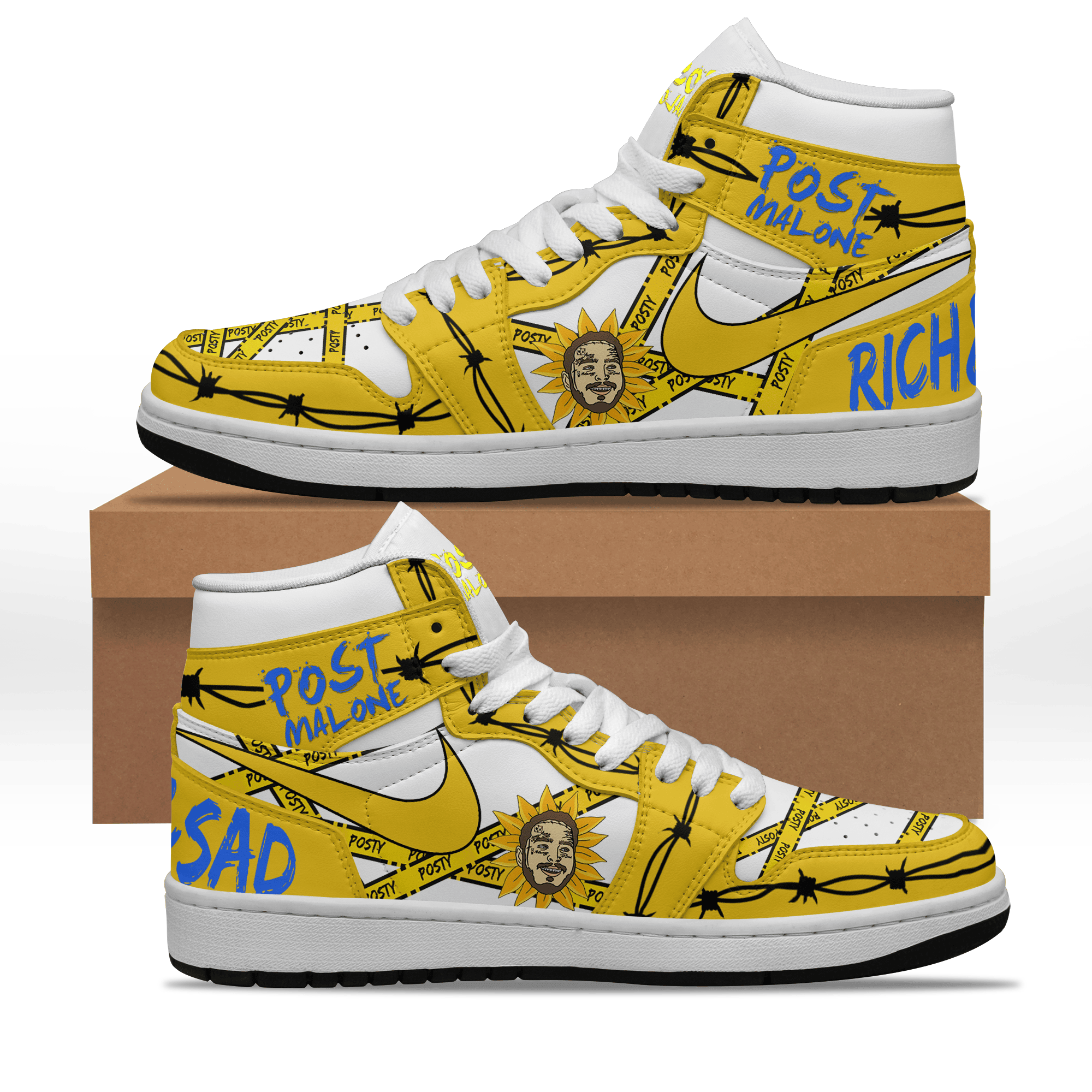 Ideafootwear Post Malone AJ1 High Sneakers Shoes For Men And Women 12