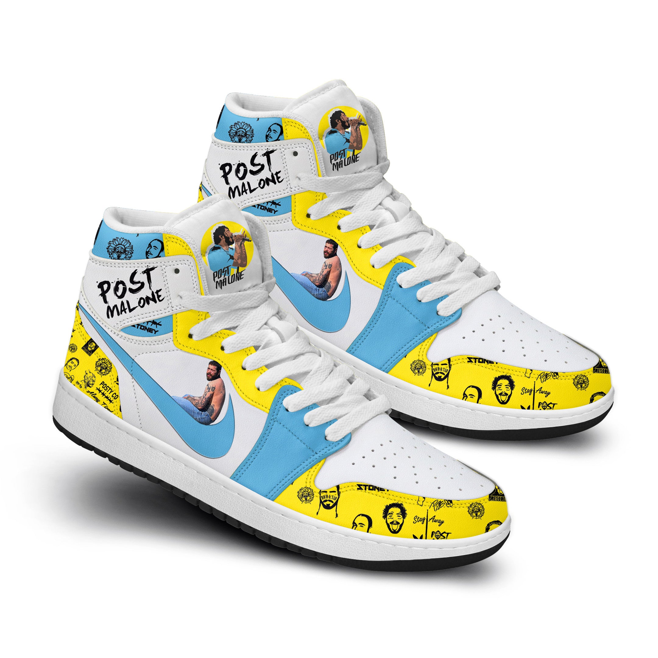 Ideafootwear Post Malone AJ1 High Sneakers Shoes For Men And Women 9