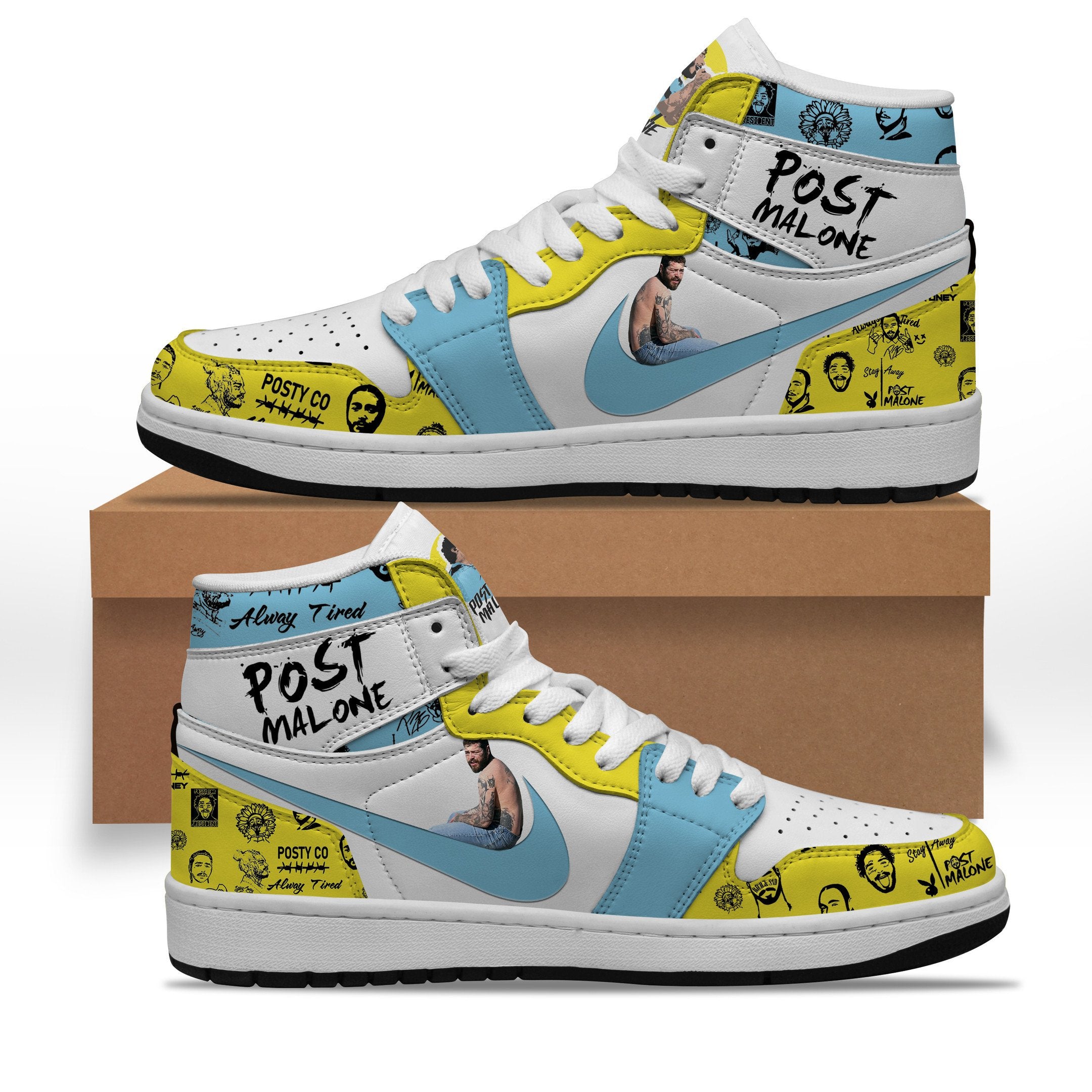 Ideafootwear Post Malone AJ1 High Sneakers Shoes For Men And Women 9