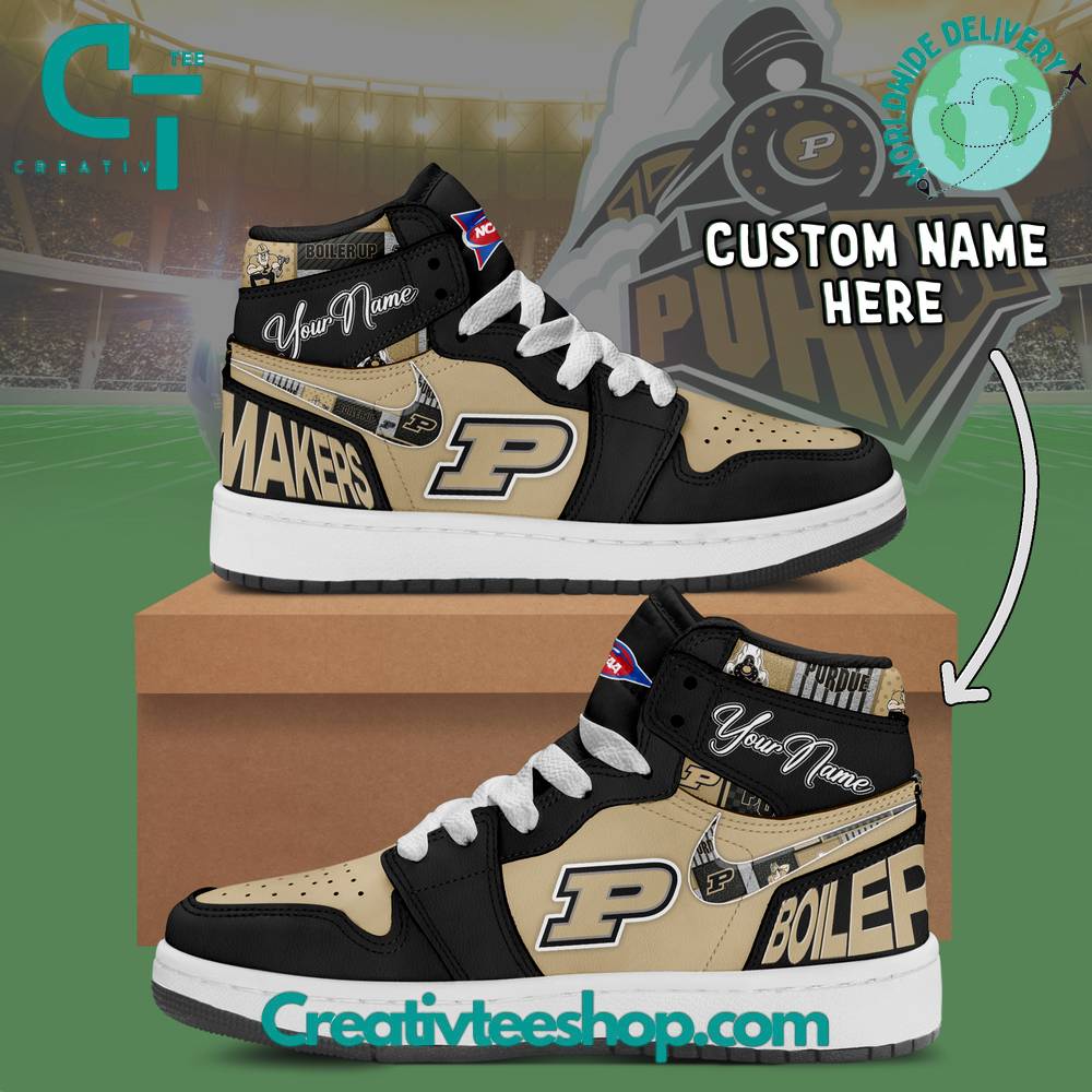 Ideafootwear Purdue Boilermakers AJ1 High Sneakers Shoes For Men And Women 1